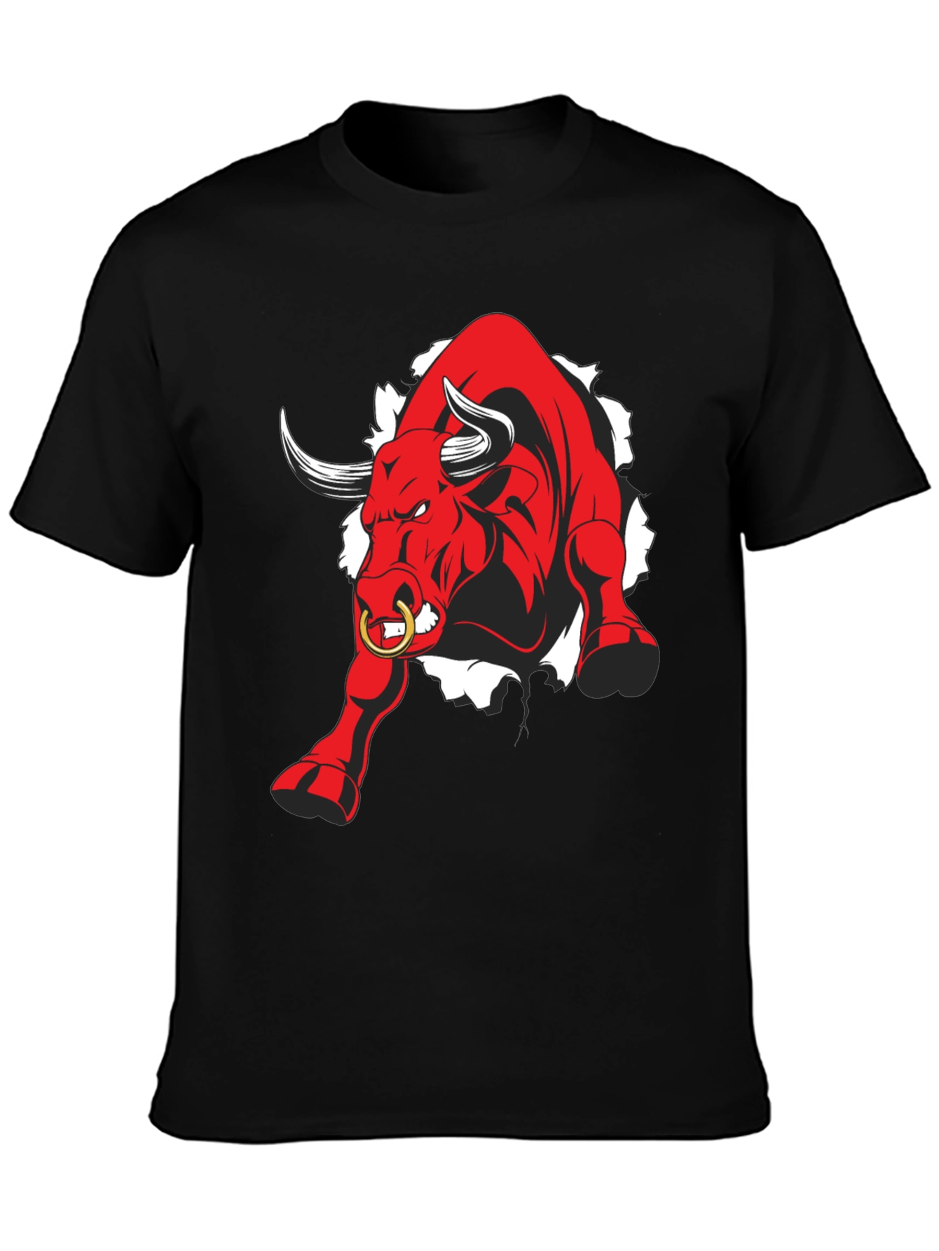 Black Raging Bull Graphic Tee - Black Cotton T-Shirt view 3