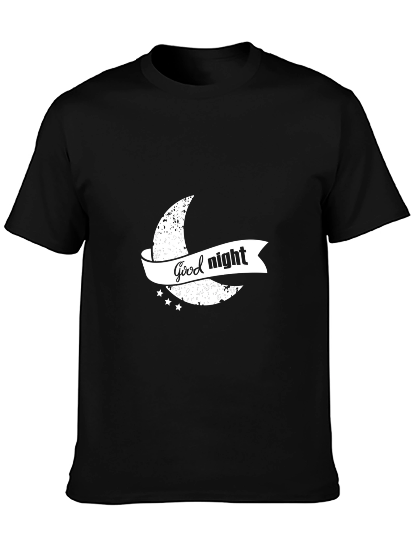 Black Good Night Graphic Print Black T-Shirt view 3