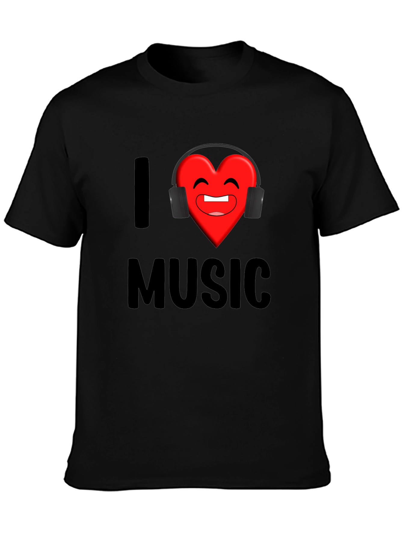 Black I Heart Music Graphic Print T-Shirt view 3