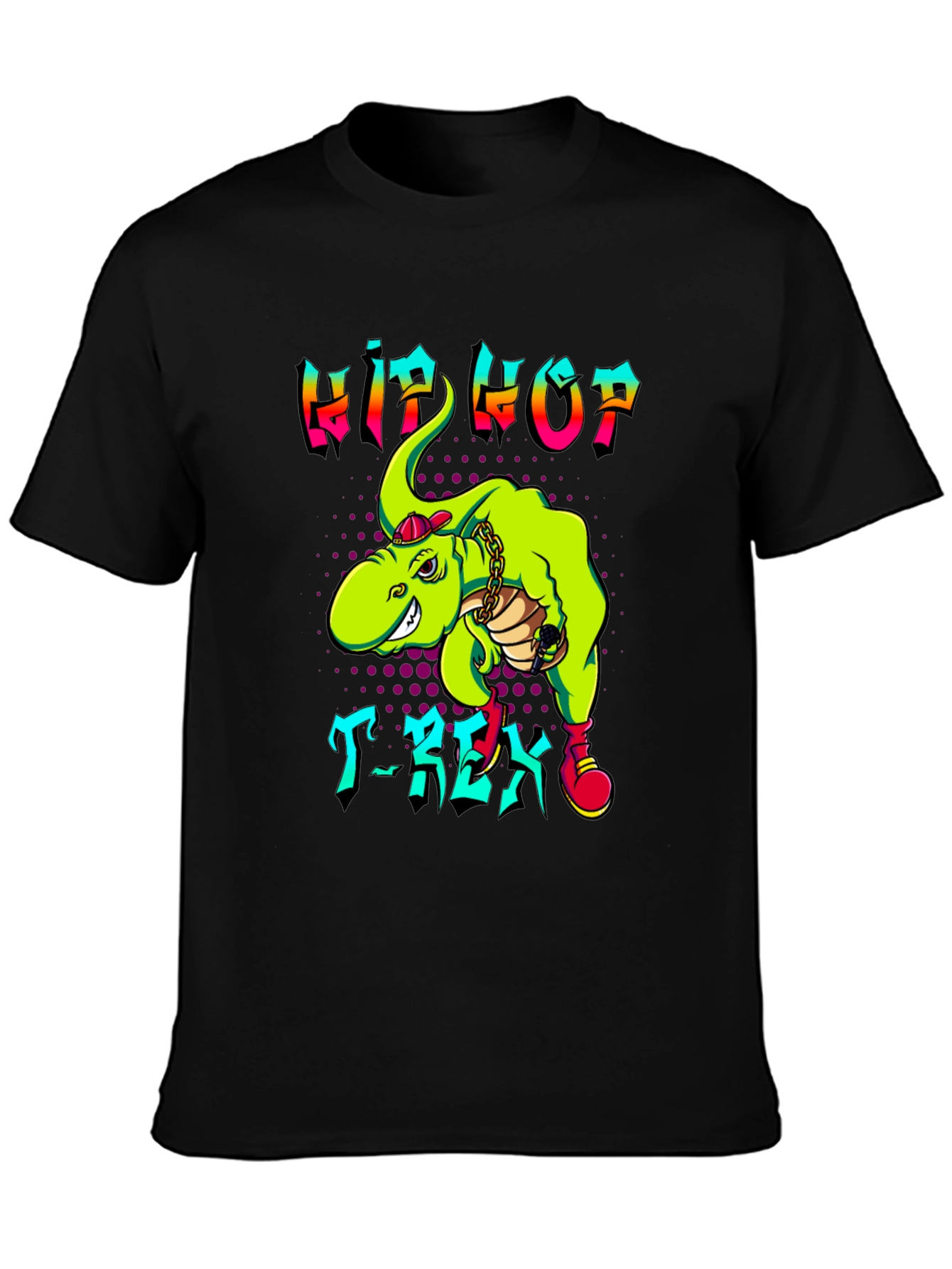 Black Hip Hop T-Rex Graphic Tee view 3