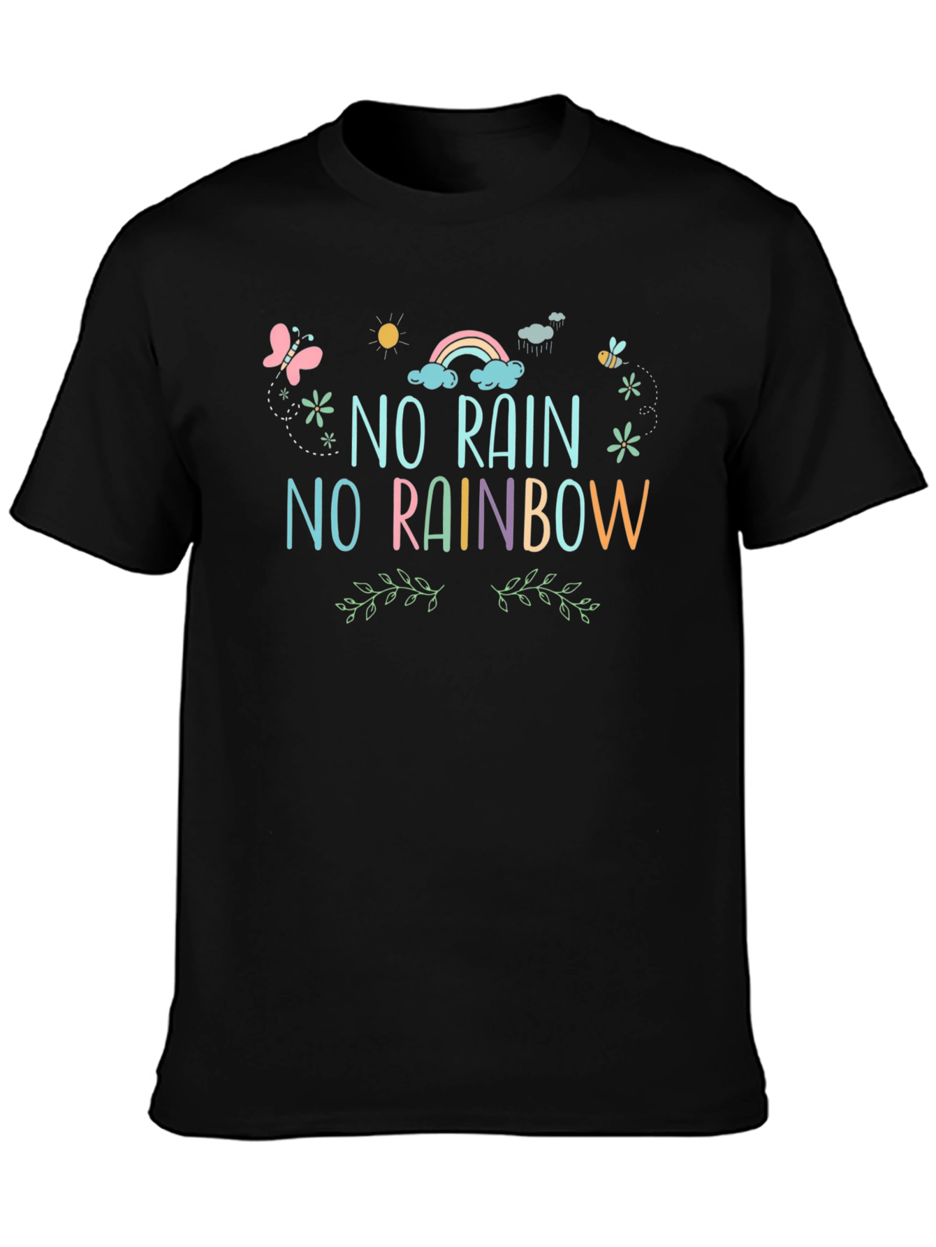 Black No Rain No Rainbow Graphic Tee view 3