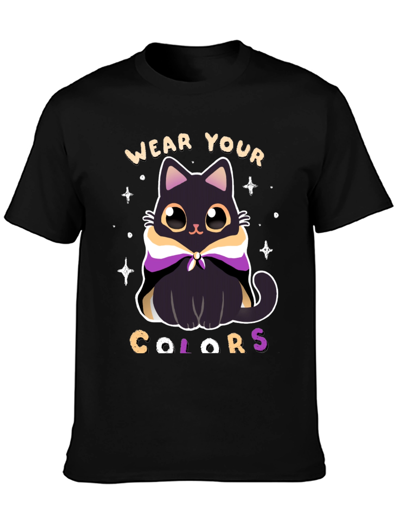 Black Wear Your Colors Cat Pride T-Shirt view 3