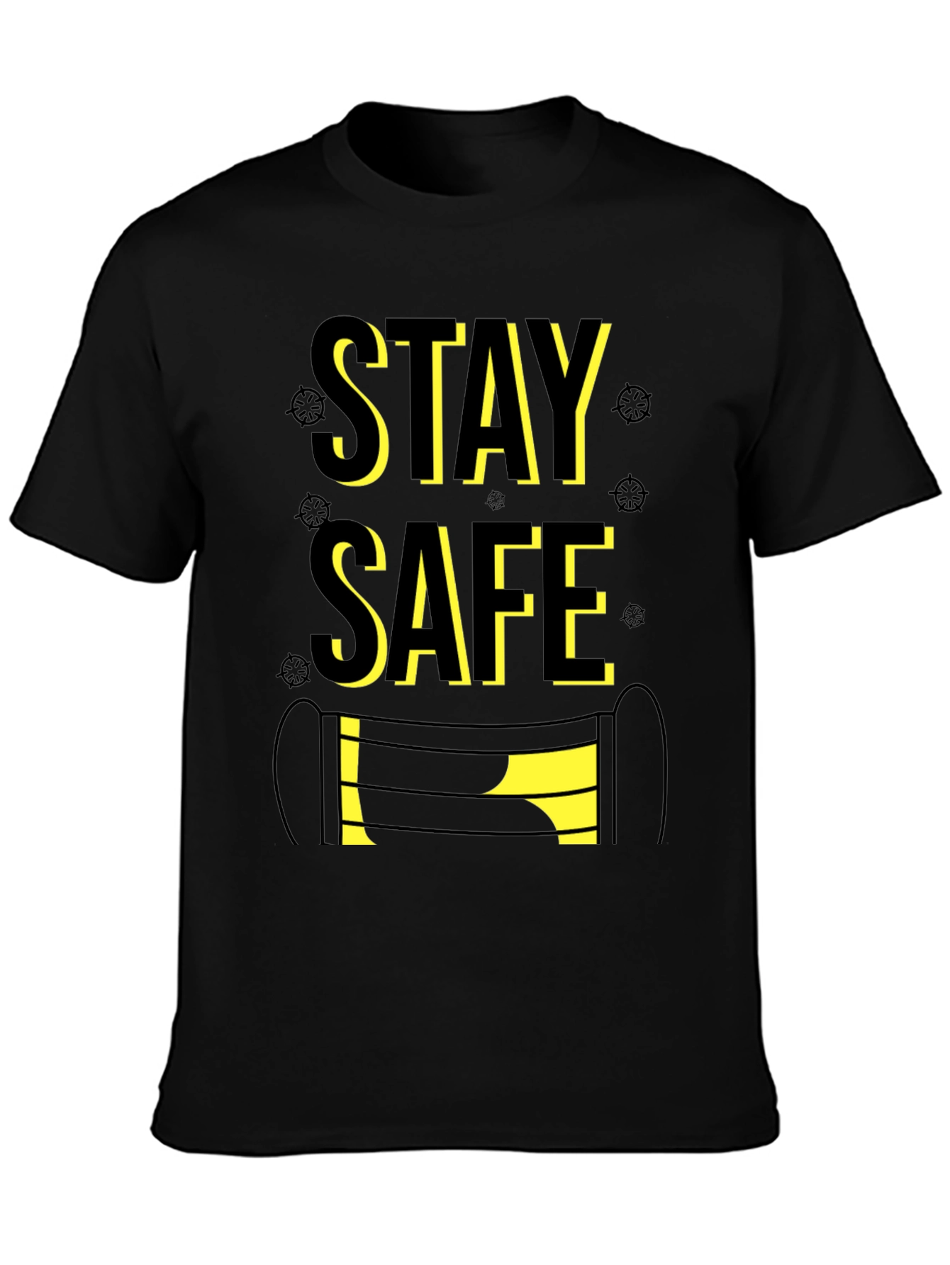 Black Stay Safe Graphic Tee - Black Cotton Blend view 3