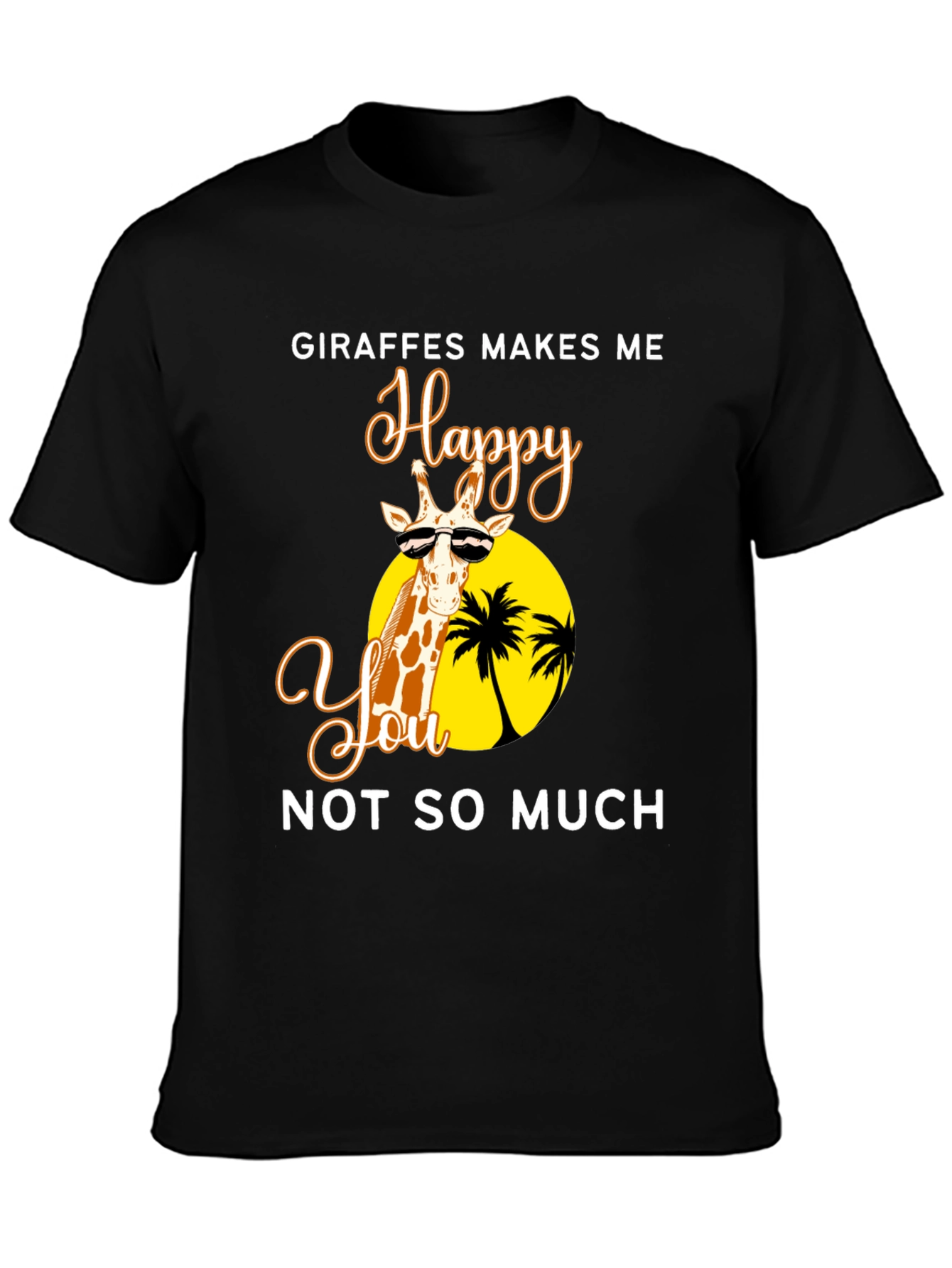 Black Giraffe Happy Tee - Unisex Novelty Graphic T-Shirt view 3