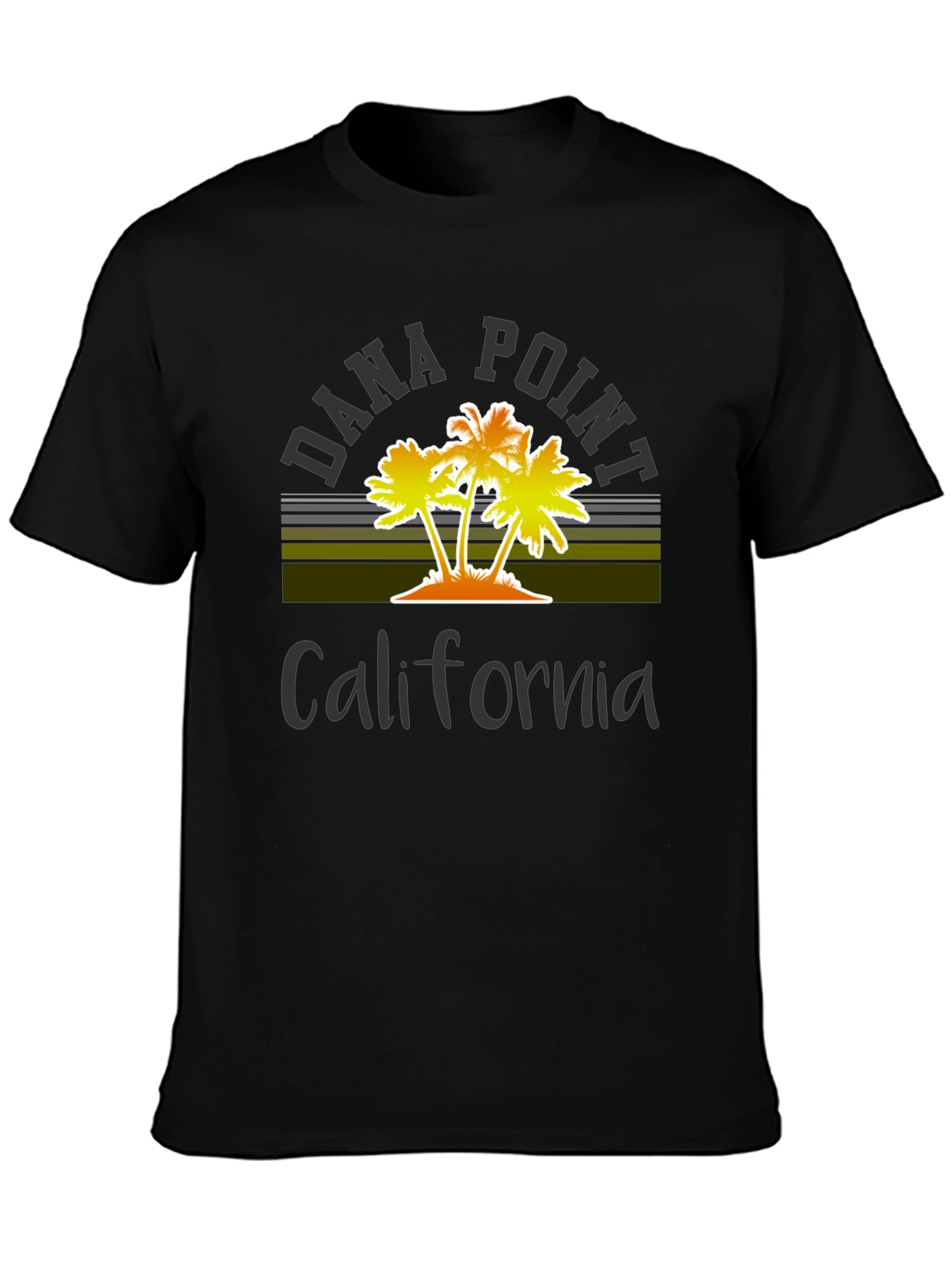 Black Dana Point California Palm Tree Graphic T-Shirt view 3