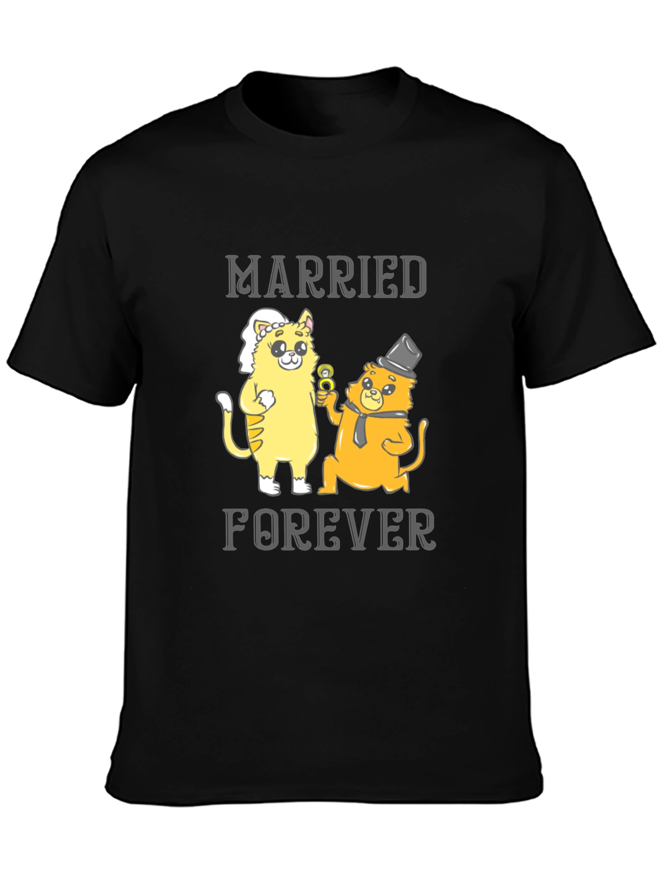 Black Married Forever Cats T-Shirt view 3