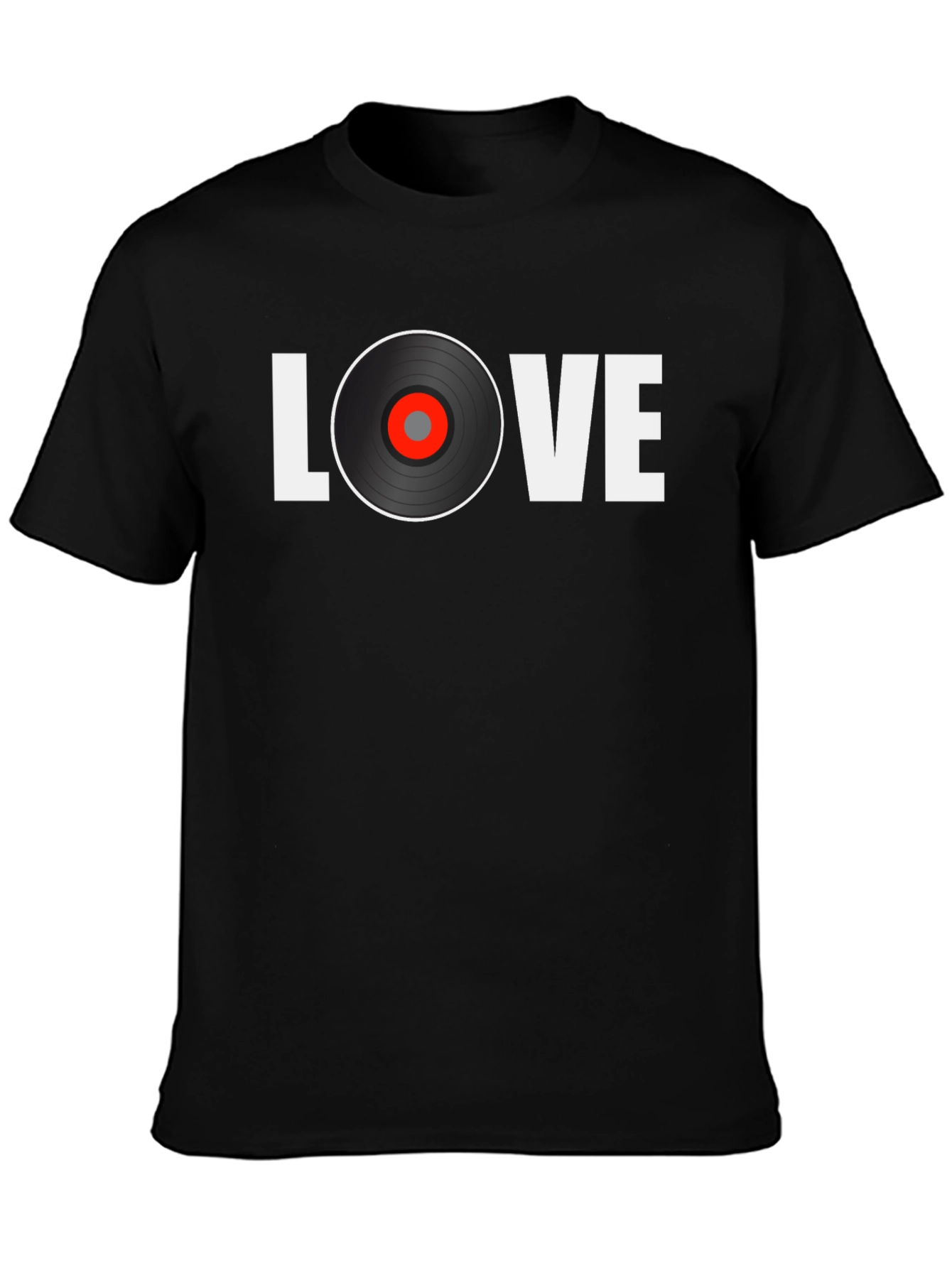 Black Love Vinyl Record Graphic T-Shirt view 3