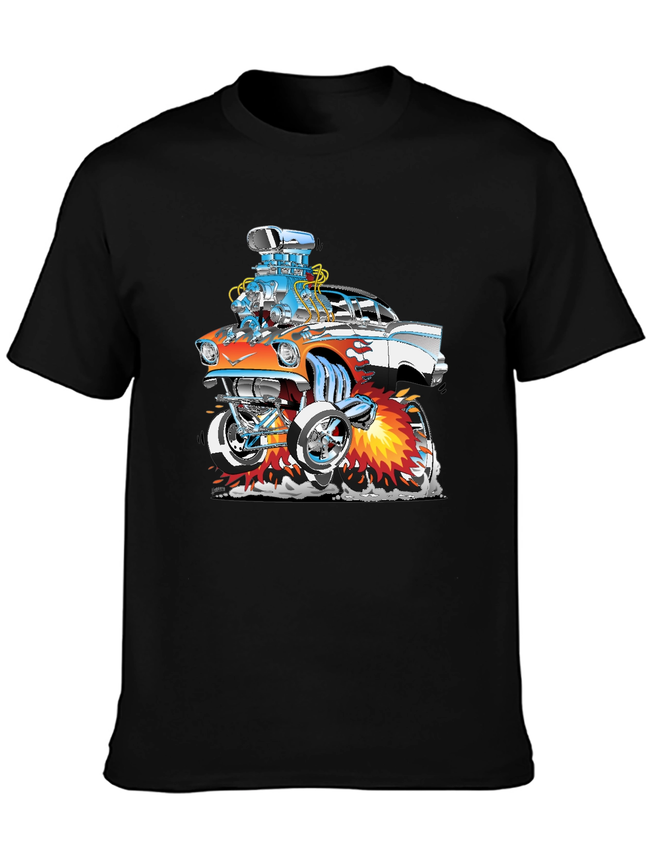 Black Cartoon Hot Rod Graphic T-Shirt view 3