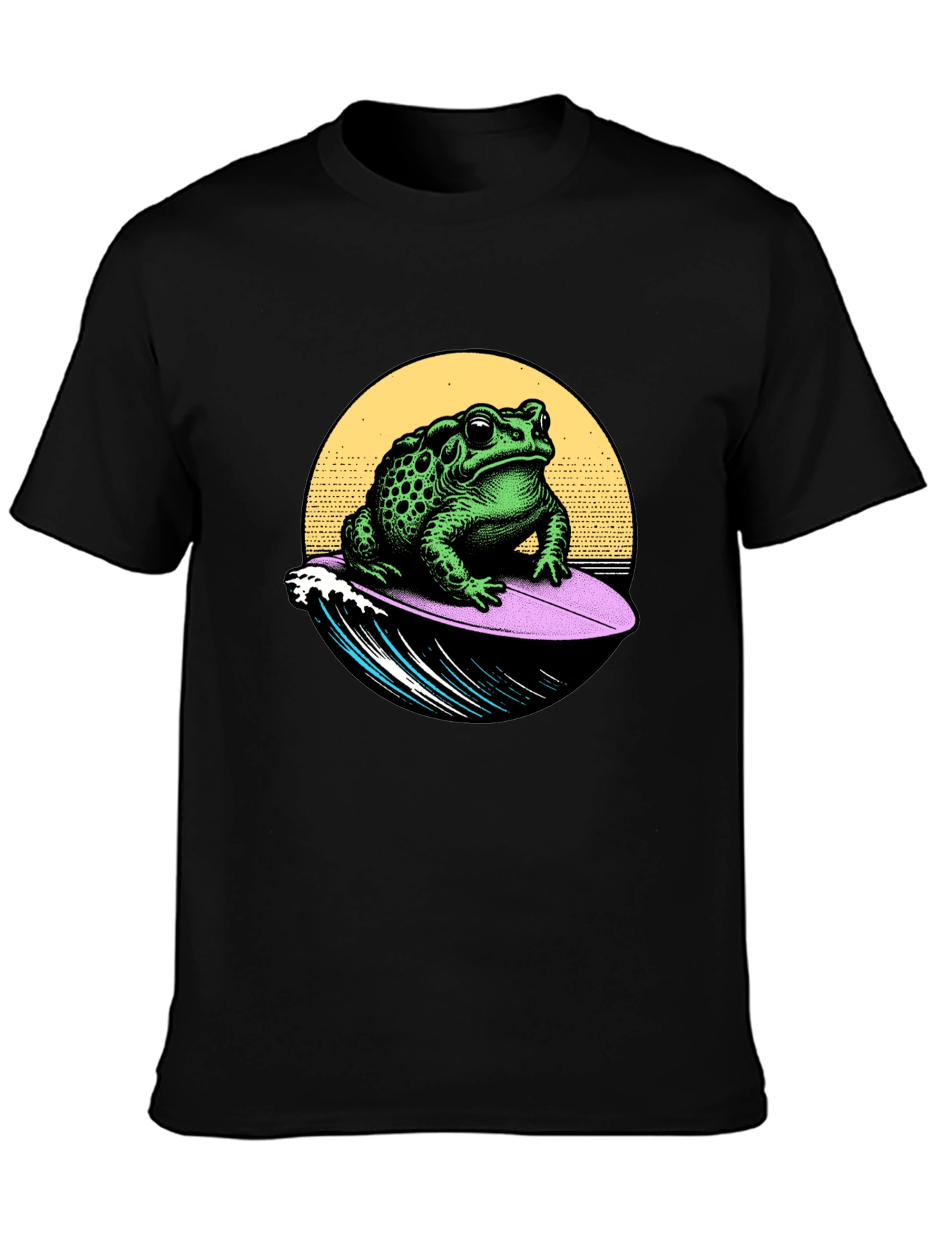 Black Surfing Toad Graphic T-Shirt - Black view 3