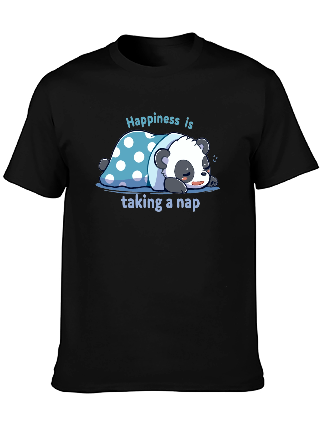 Black Cute Panda Nap T-Shirt view 3