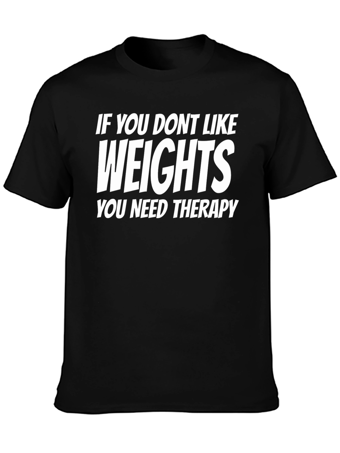 Black Funny Weights Therapy Black T-Shirt view 3