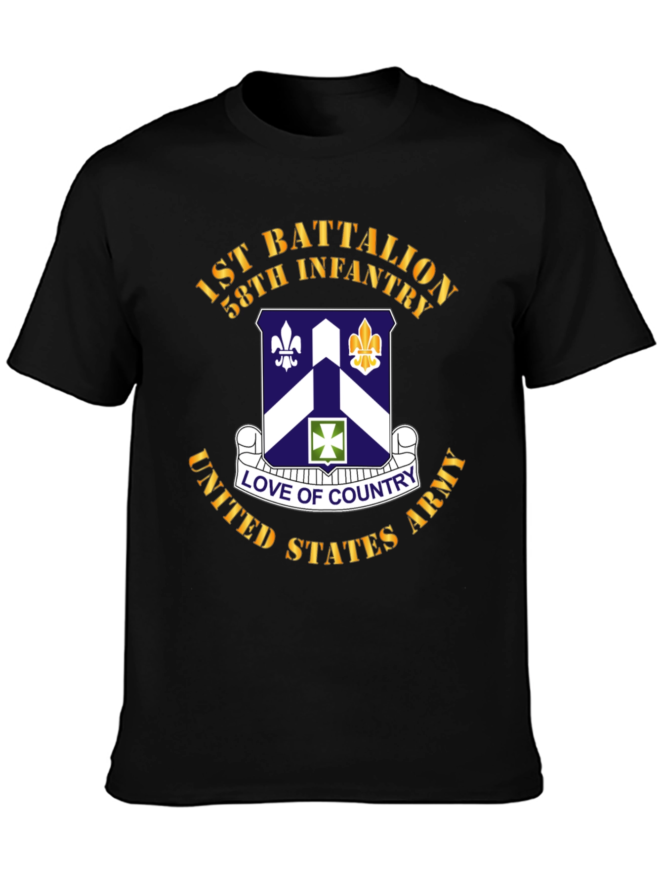 Black 1st Battalion 58th Infantry T-Shirt view 3