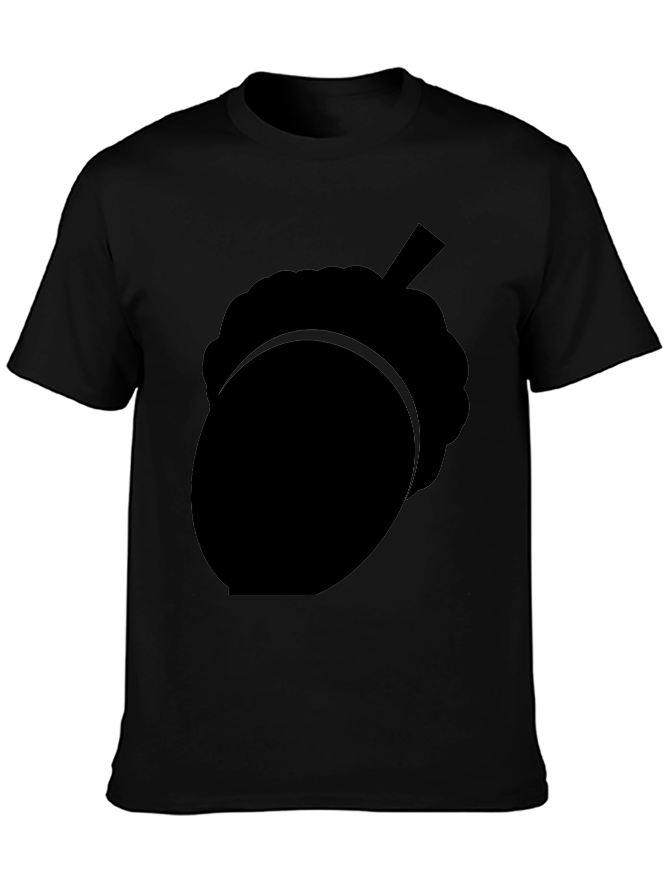 Black Acorn Silhouette Graphic Tee - Nature Inspired Black T-Shirt view 3