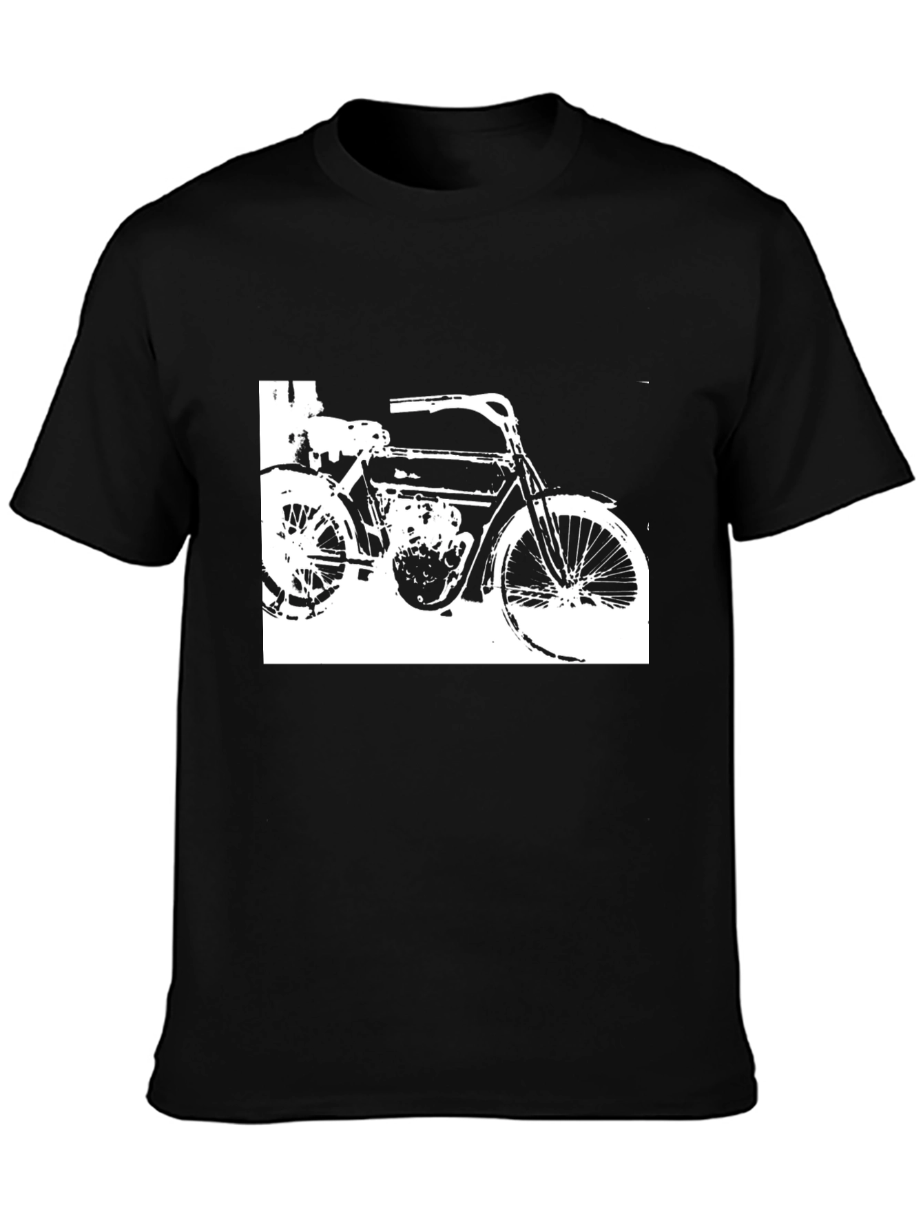 Black Vintage Motorcycle Graphic Black T-Shirt view 3
