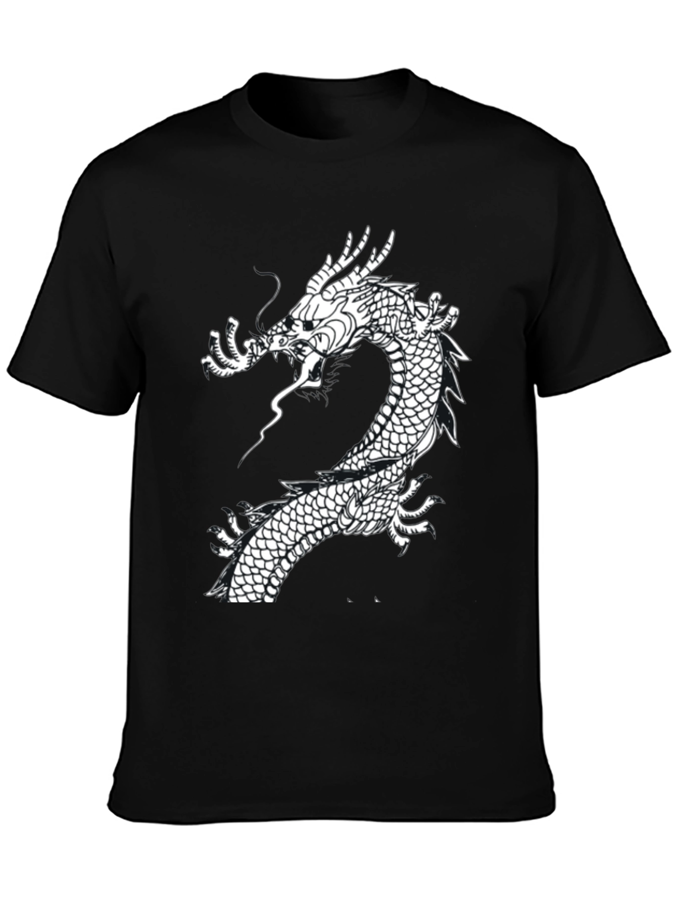 Black Dragon Graphic Tee - Black Cotton T-Shirt view 3