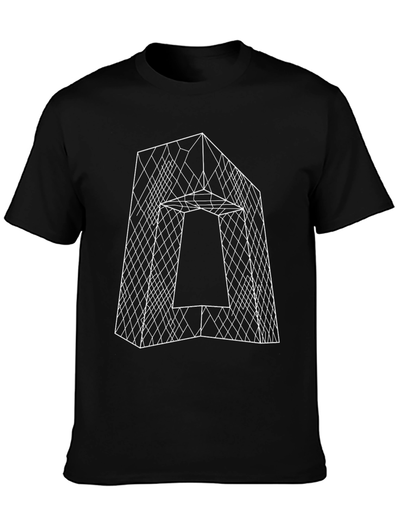 Black Geometric Building Outline Tee - Modern Design T-Shirt view 3