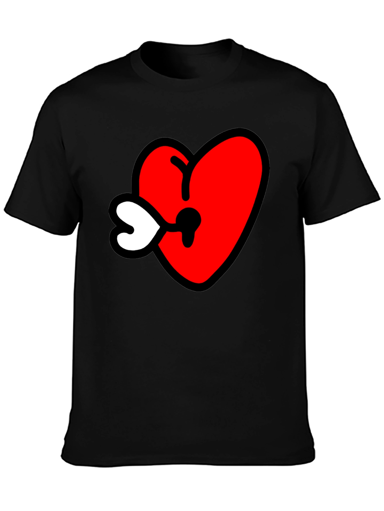 Black Heart Keyhole Graphic Tee - Black view 3