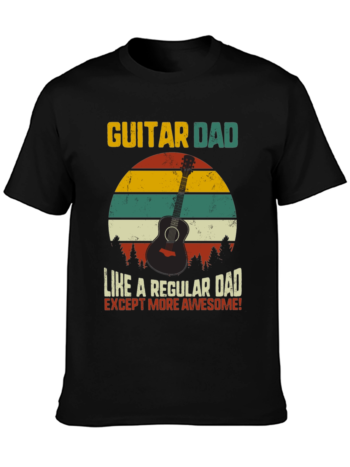 Black Guitar Dad Awesome T-Shirt view 3