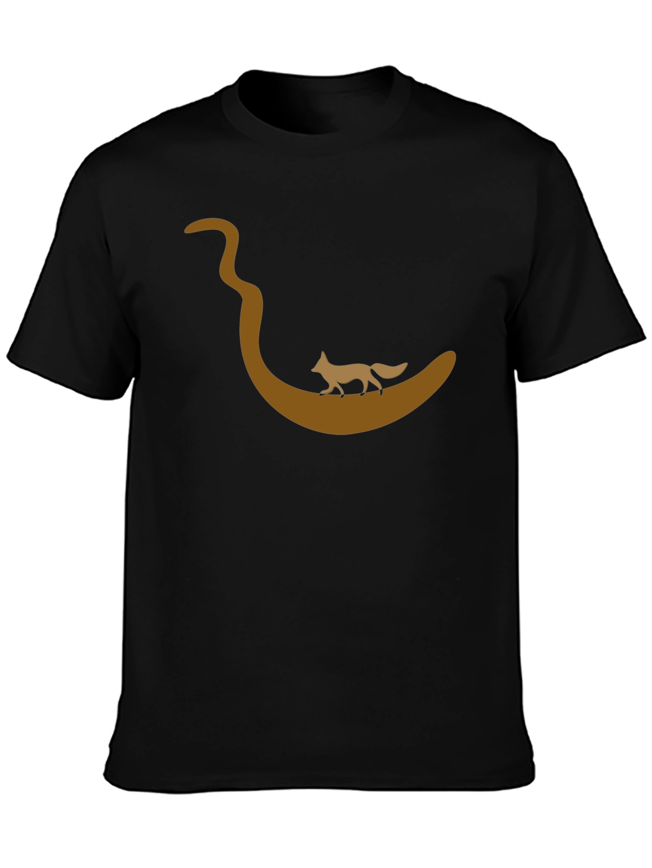Black Fox on River T-Shirt - Black Cotton Tee view 3