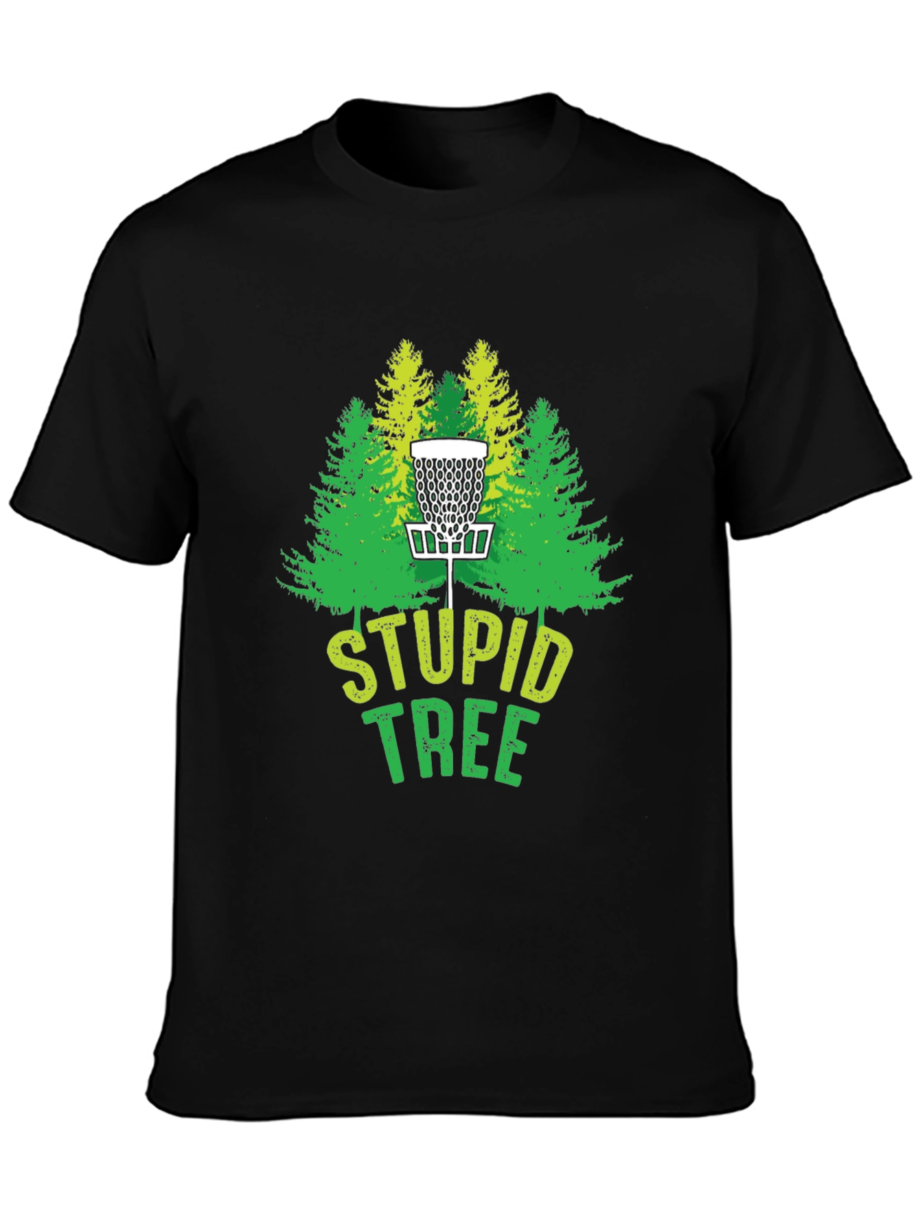 Black Stupid Tree Disc Golf T-Shirt - Funny Golfing Tee view 3