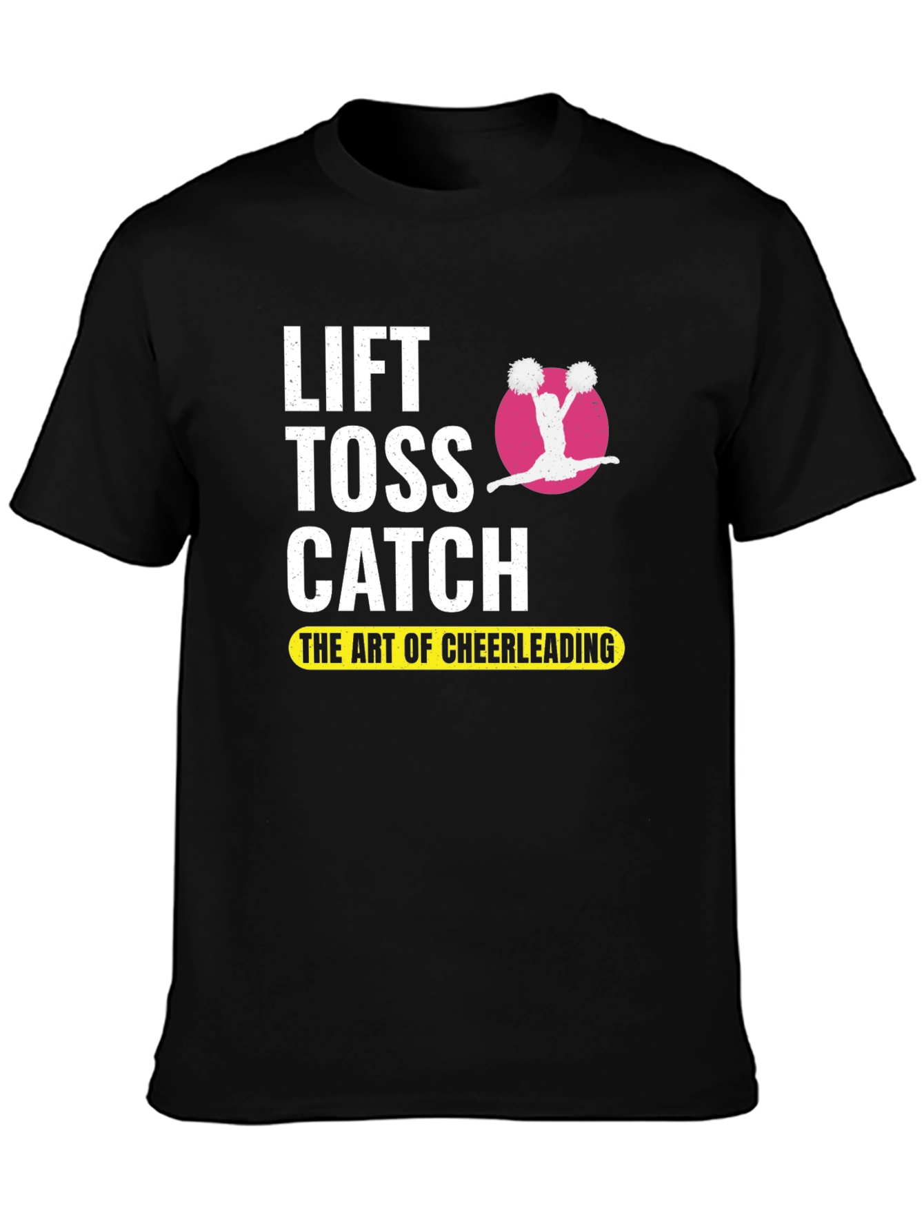 Black Cheerleading Lift Toss Catch Black T-Shirt view 3