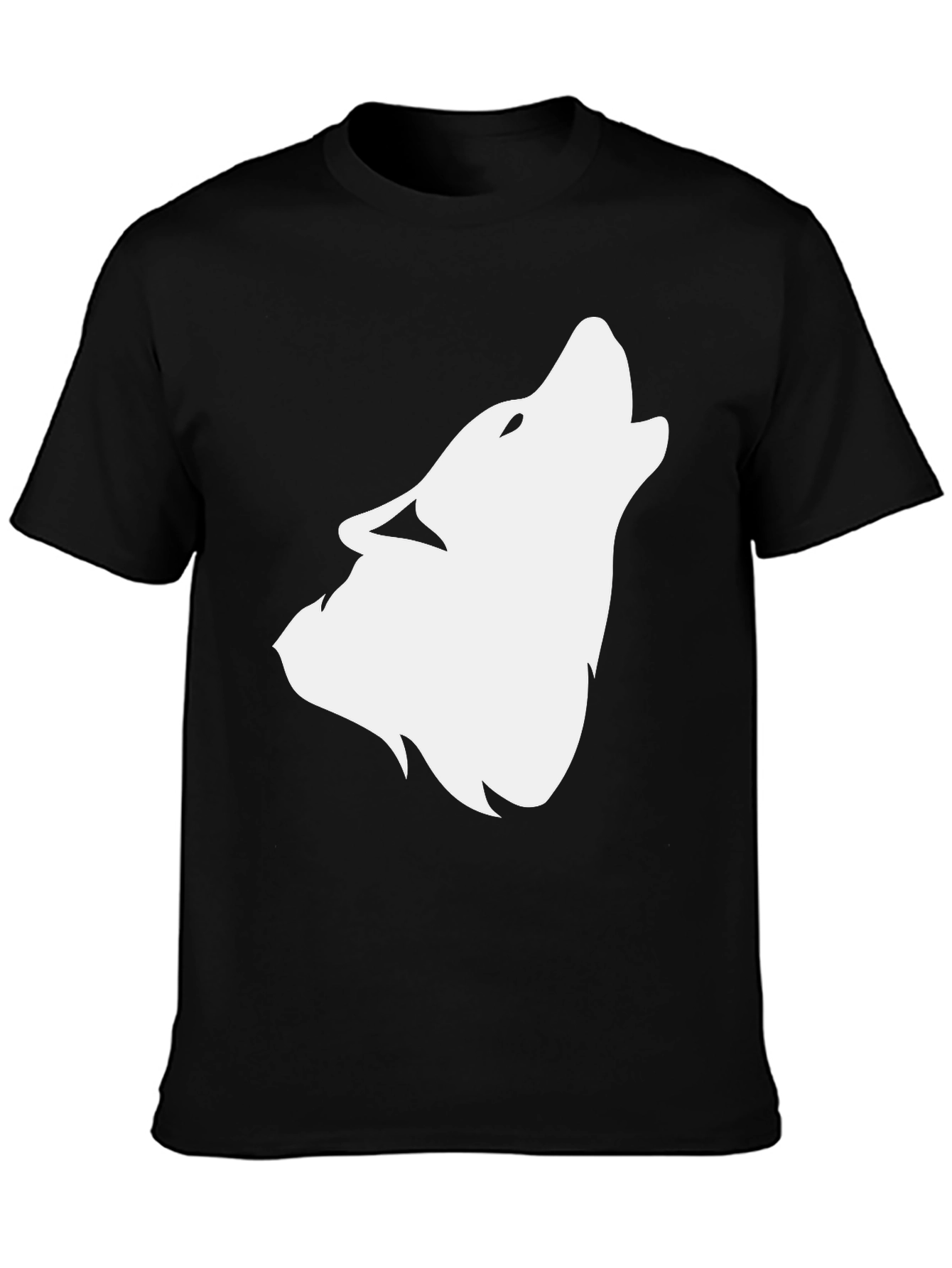 Black Black T-Shirt with White Wolf Graphic view 3