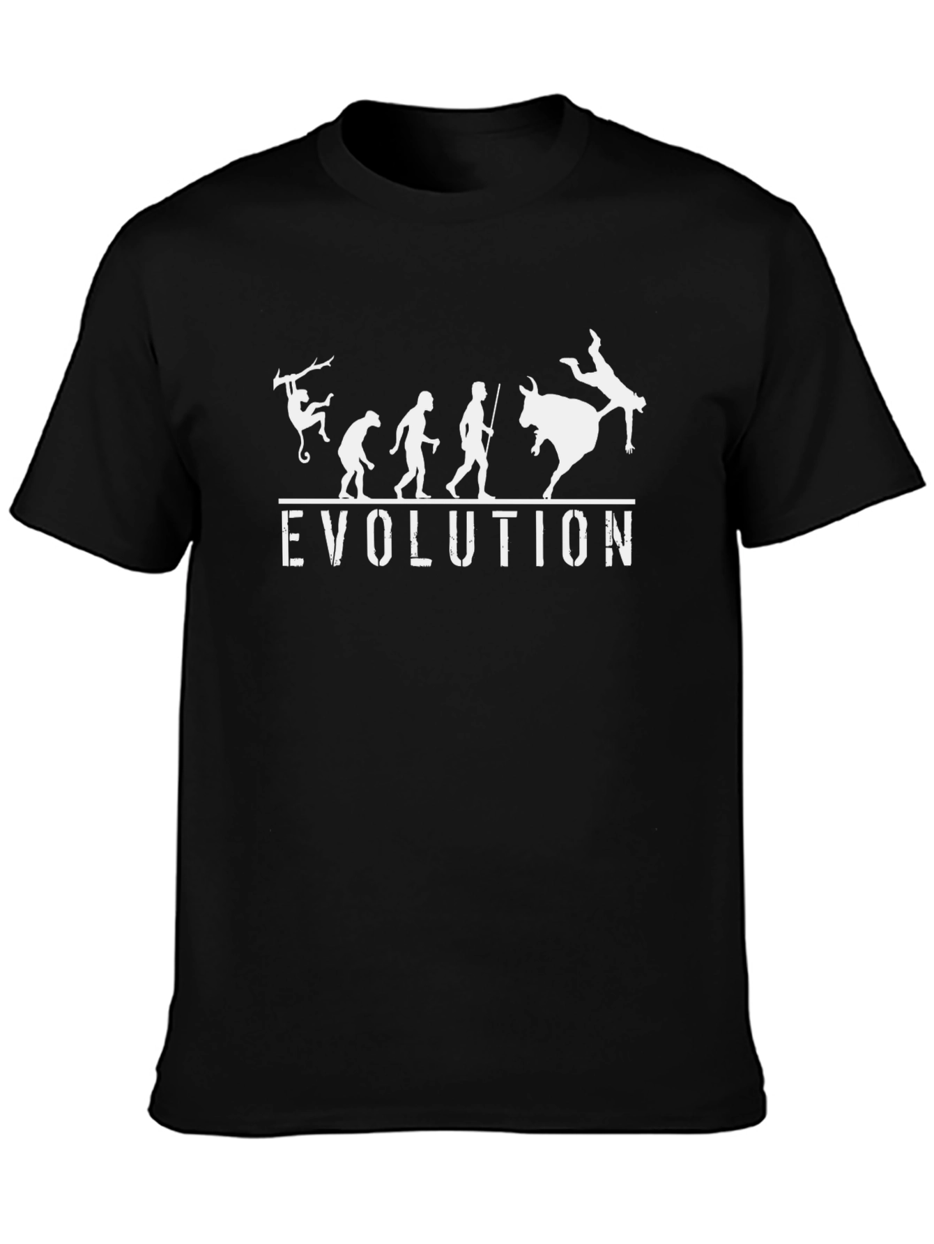 Black Evolution Bull Riding T-Shirt - Funny Rodeo Tee view 3