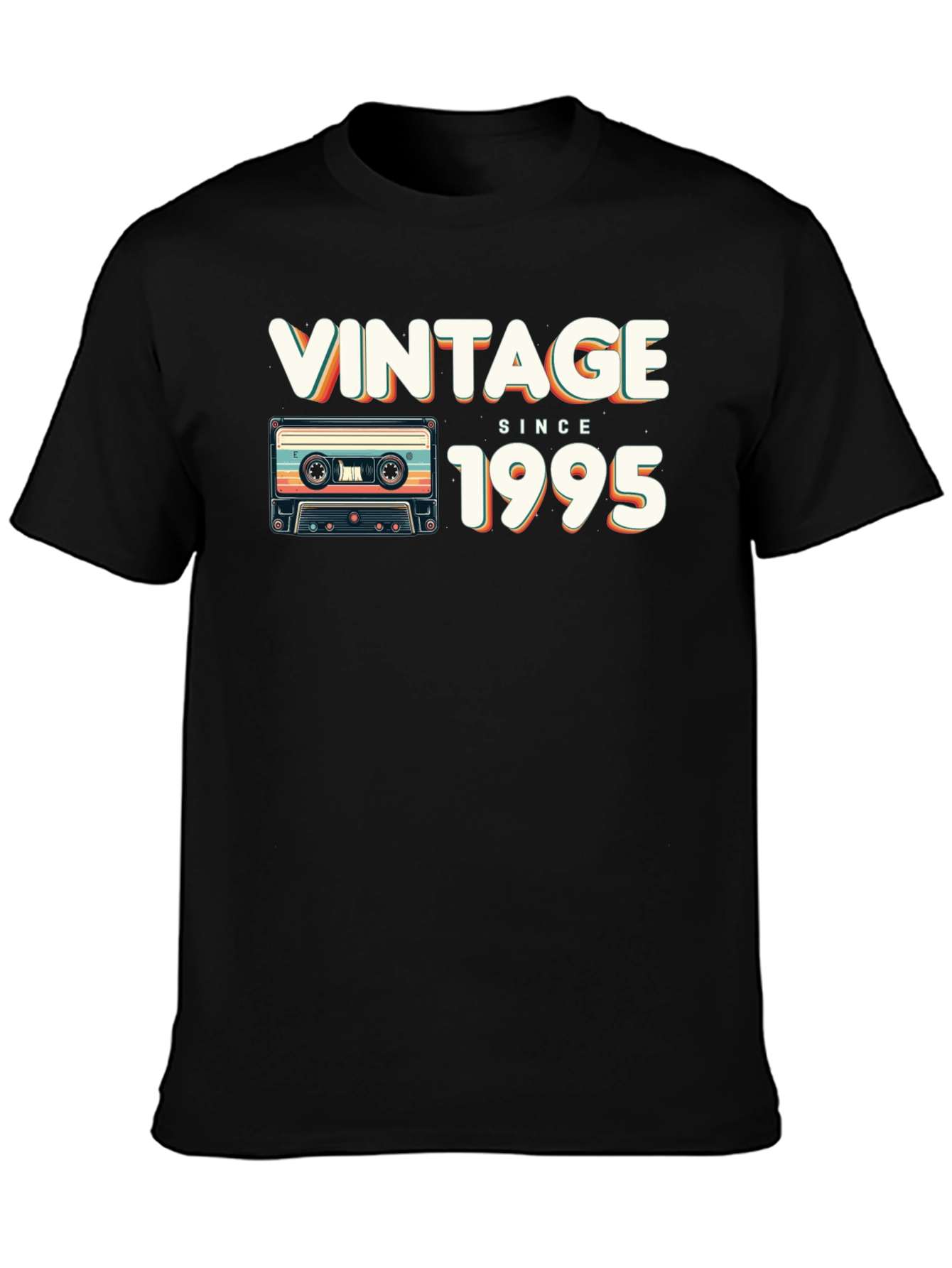 Black Vintage Since 1995 T-Shirt Retro Cassette view 3