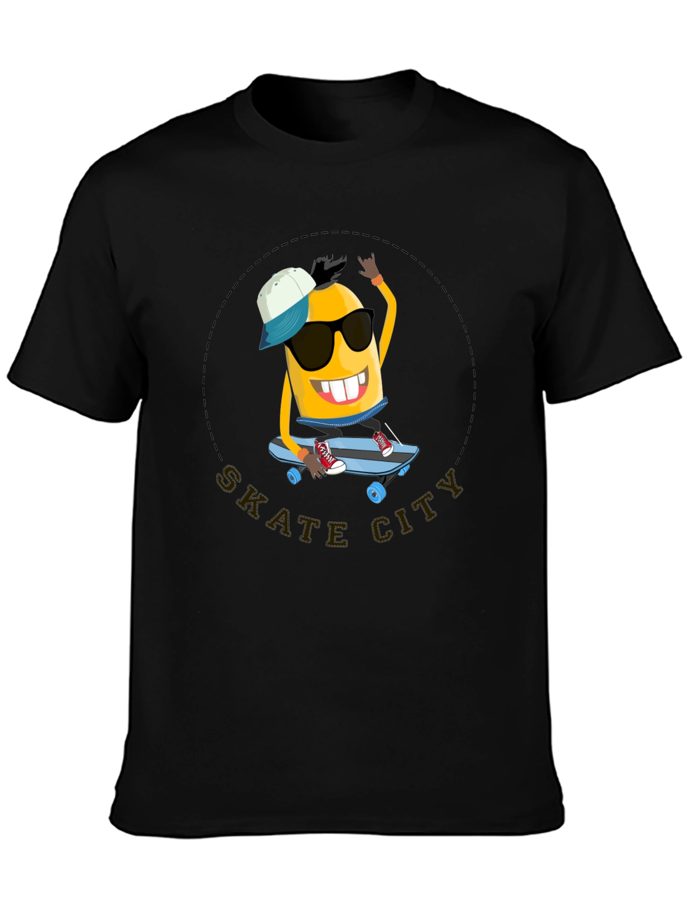 Black Skate City Minion T-Shirt - Cool Black Tee view 3