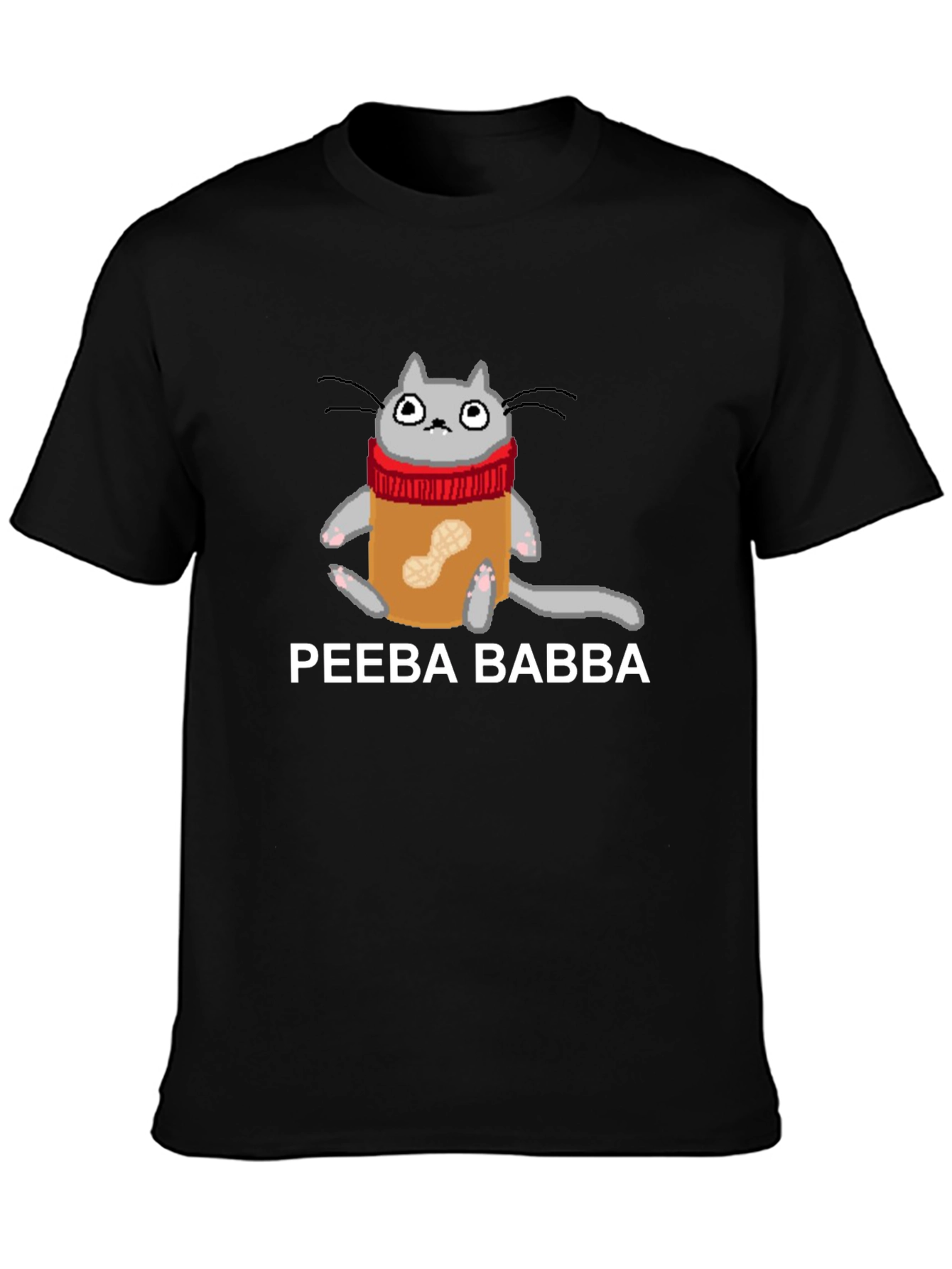 Black Peeba Babba Cat in Peanut Butter Jar T-Shirt view 3