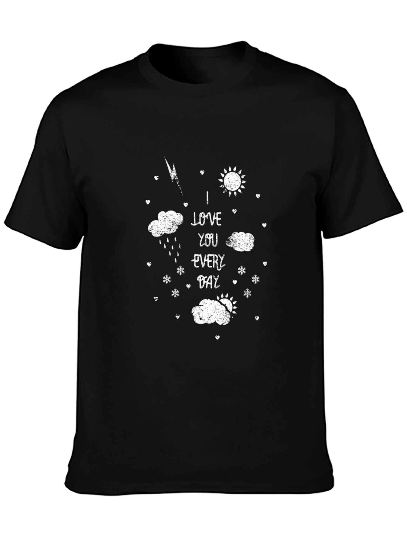 Black Love You Every Day Graphic Tee - Black Cotton Blend view 3