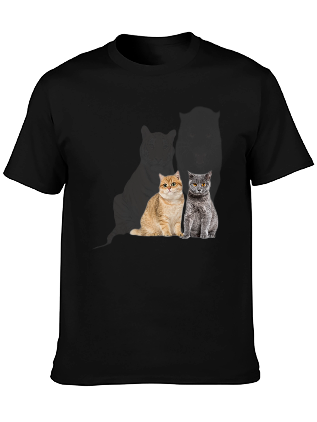 Black Cool Cat T-Shirt - Two Cats view 3