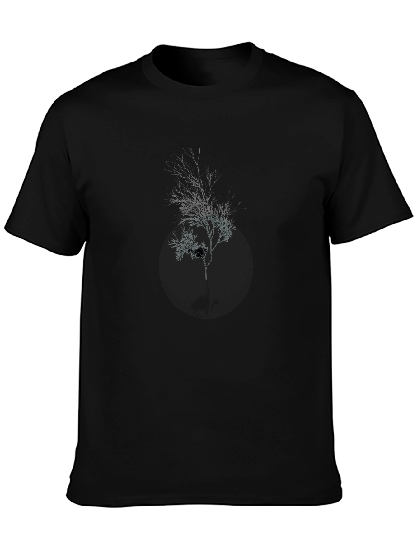 Black Minimalist Tree Graphic Black T-Shirt view 3