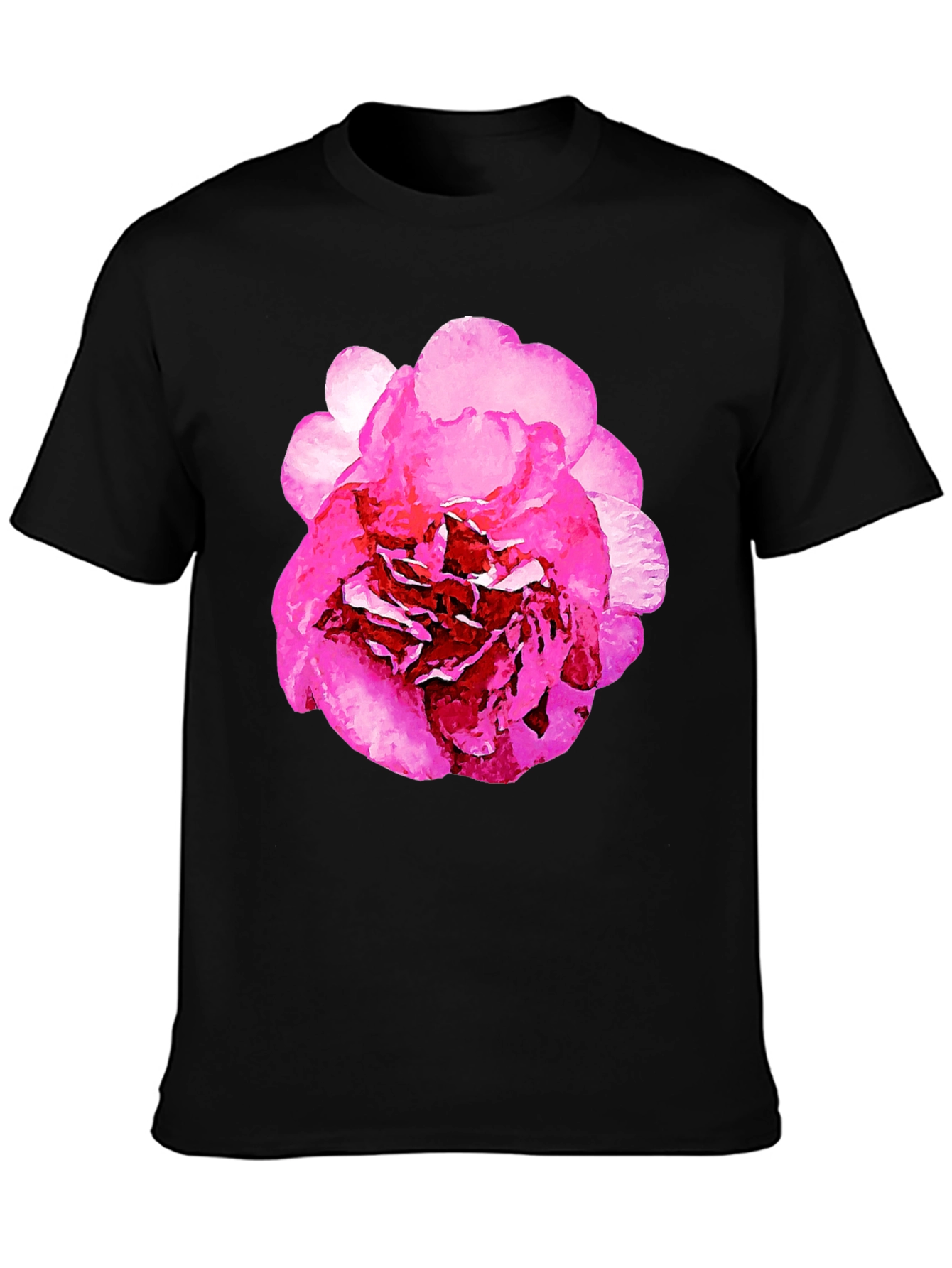 Black Floral Print Black T-Shirt view 3