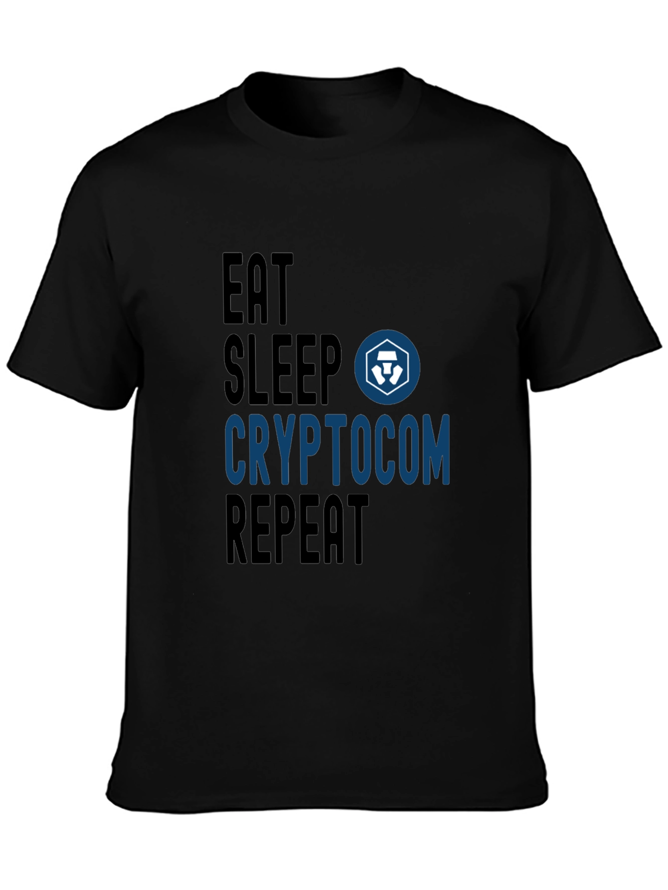 Black Crypto.com Eat Sleep Repeat T-Shirt view 3