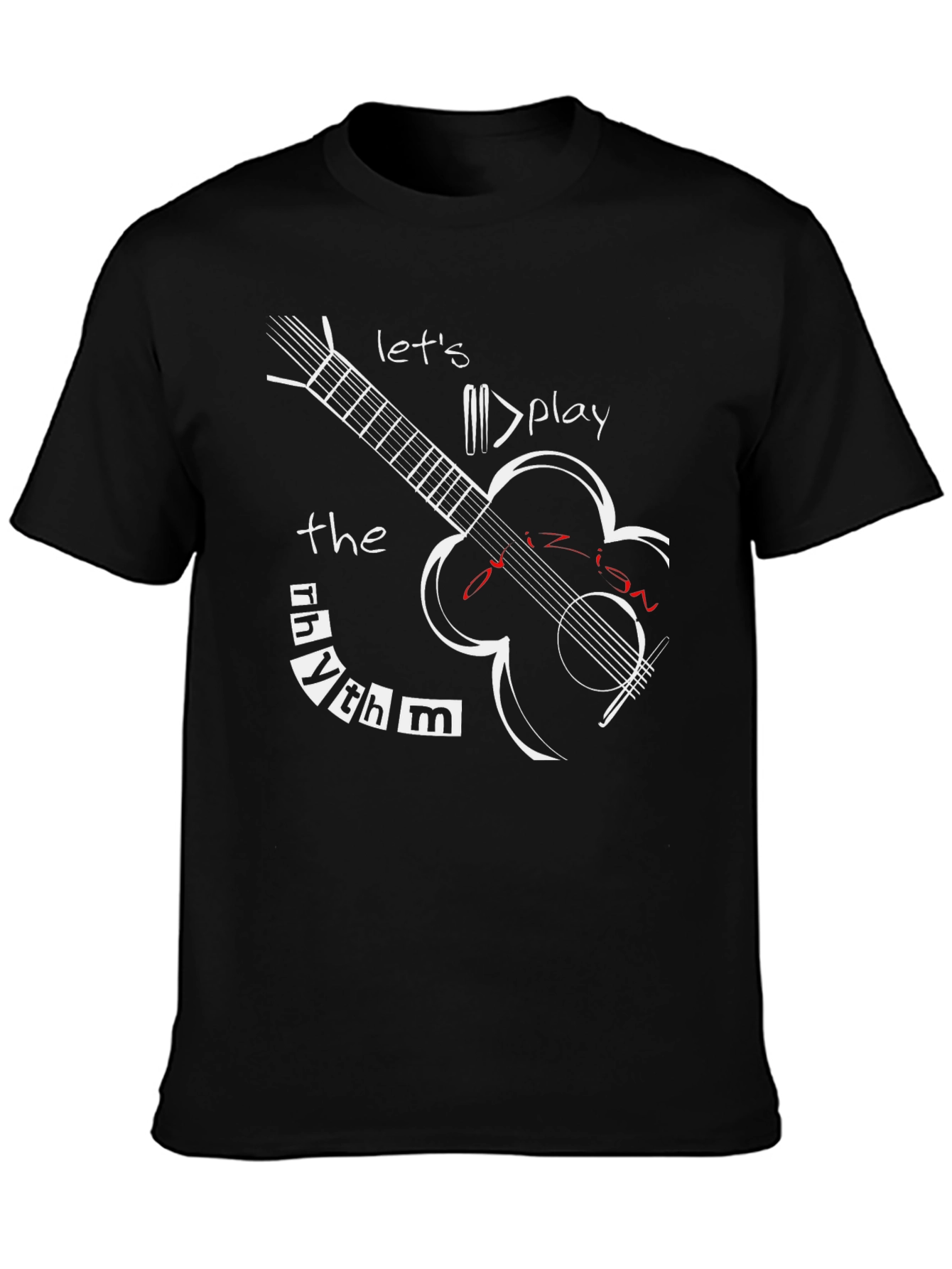 Black Rhythm Guitar Graphic Tee - Let's Play Music! view 3