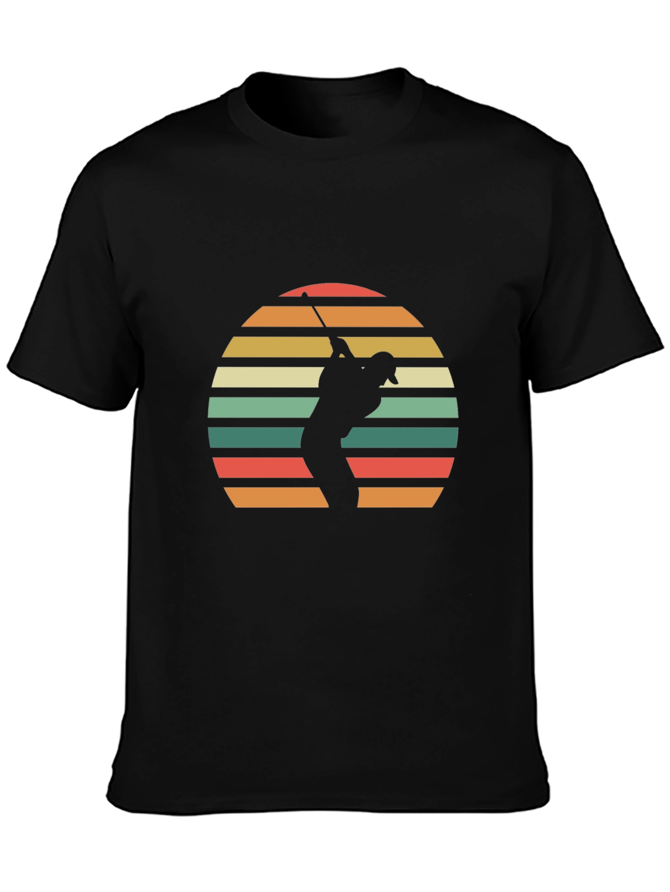 Black Retro Sunset Golfer Graphic Tee - Black view 3