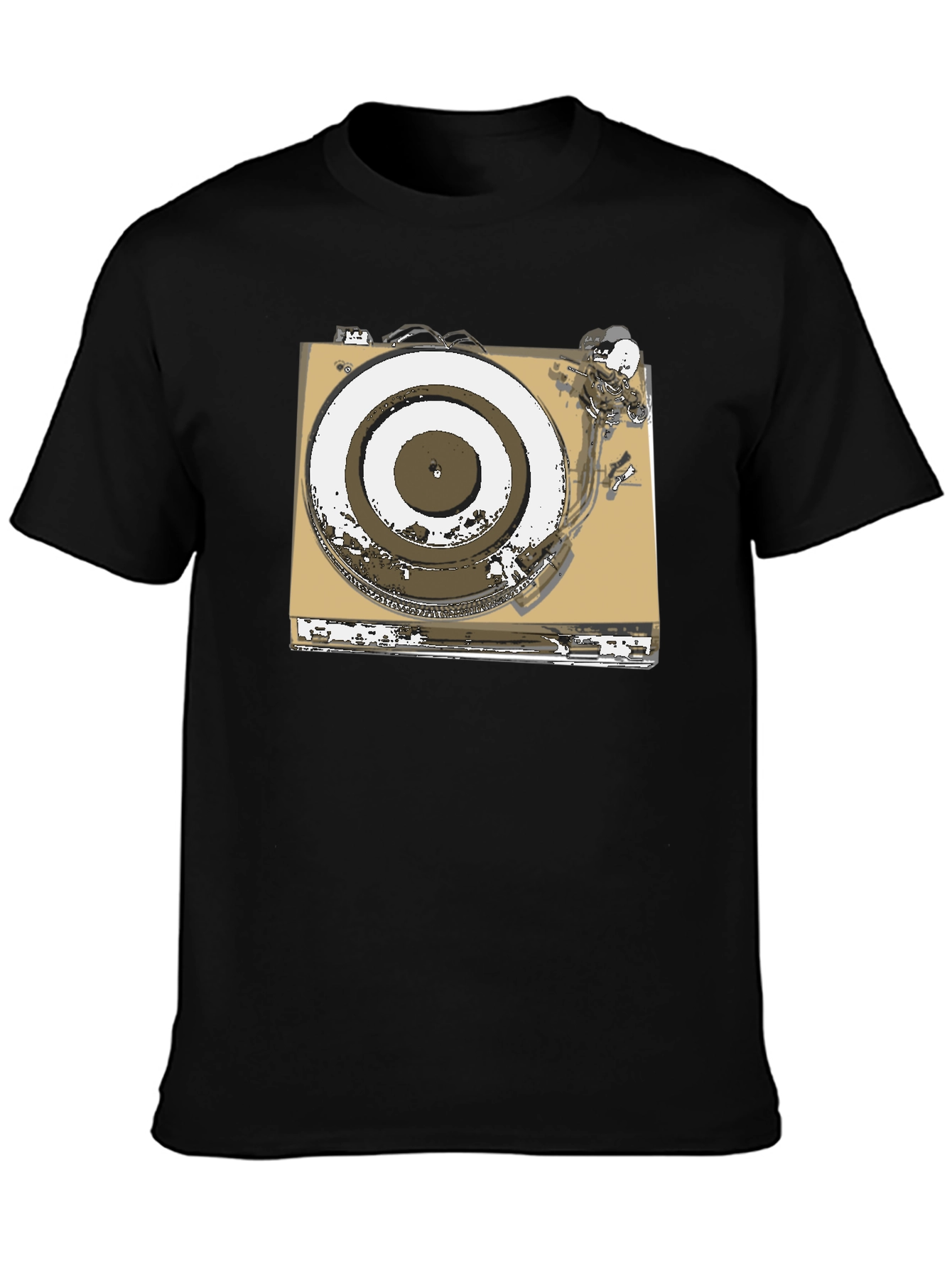 Black Vintage Turntable Graphic Tee - DJ Music Lover view 3
