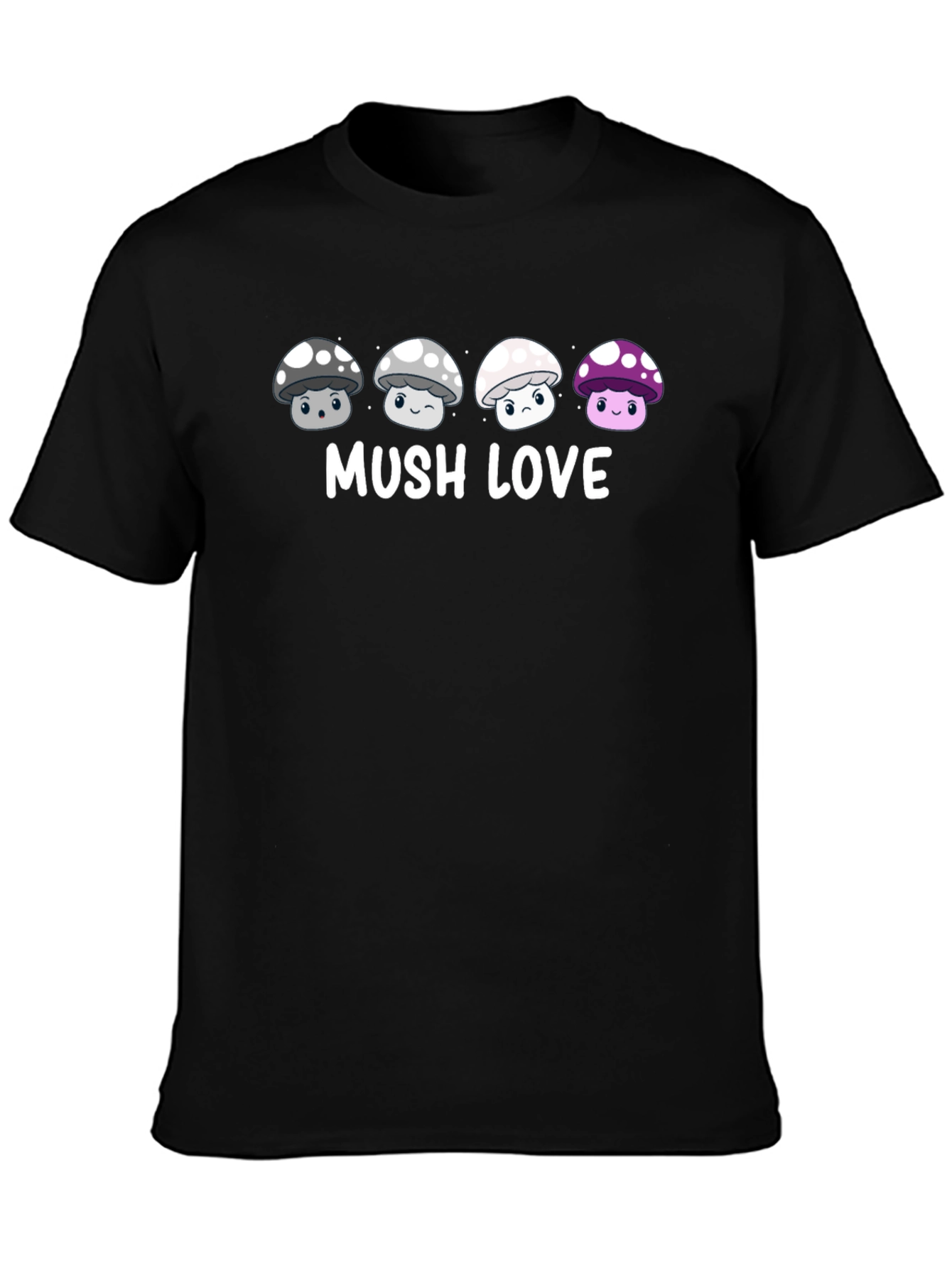 Black Mushroom Love Graphic T-Shirt view 3