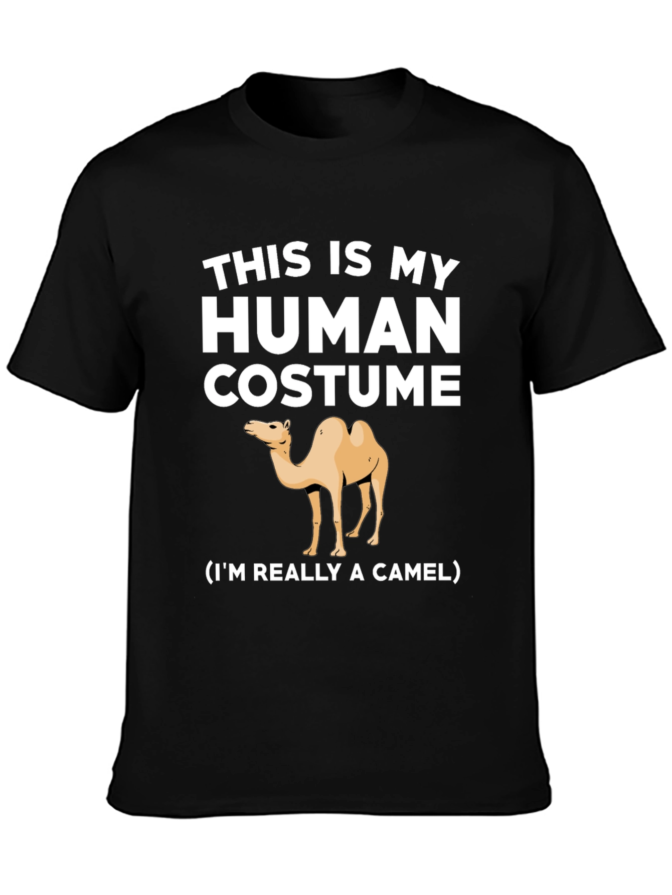 Black Human Costume Camel T-Shirt - Funny Animal Tee view 3