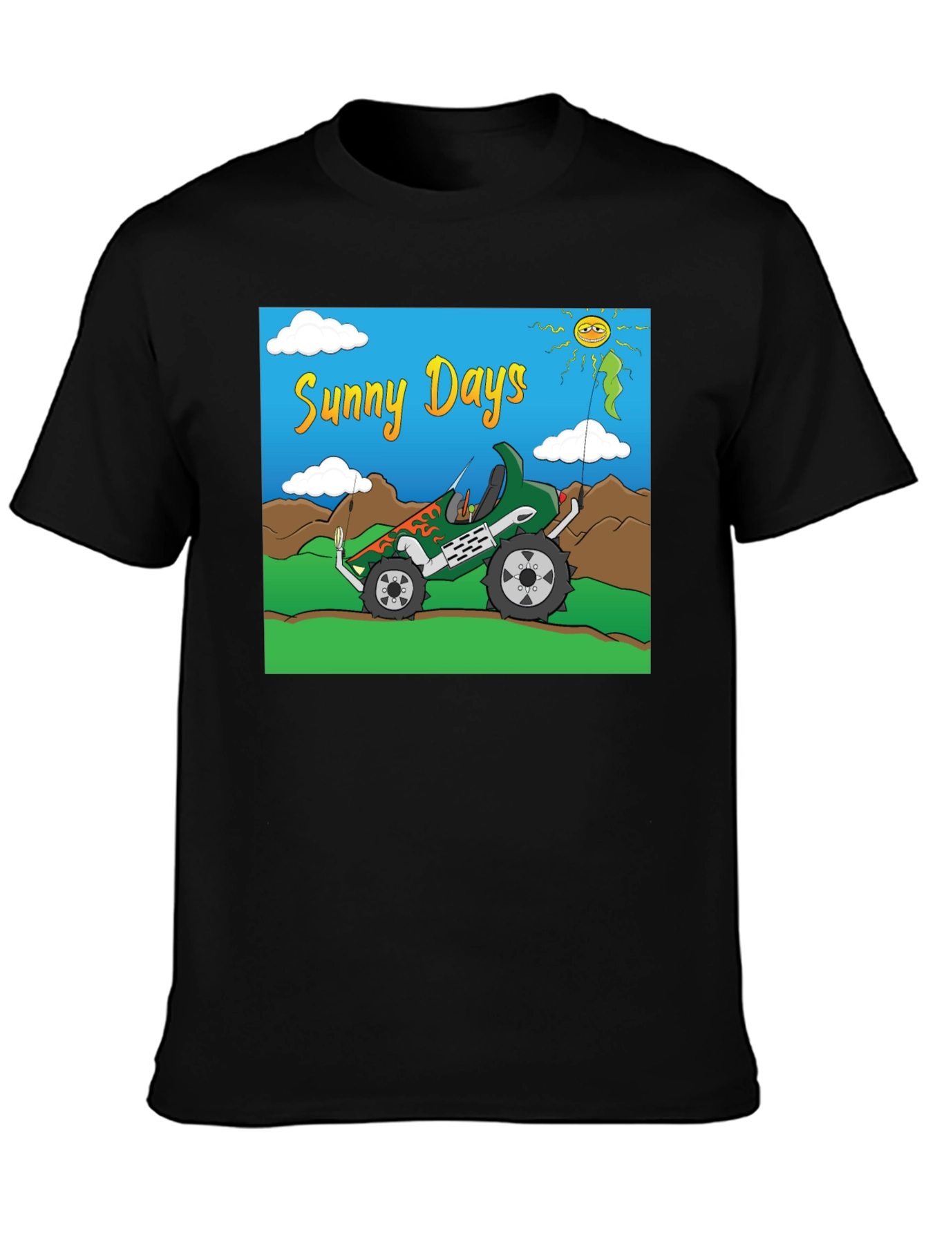 Black Sunny Days Monster Truck Graphic Tee view 3