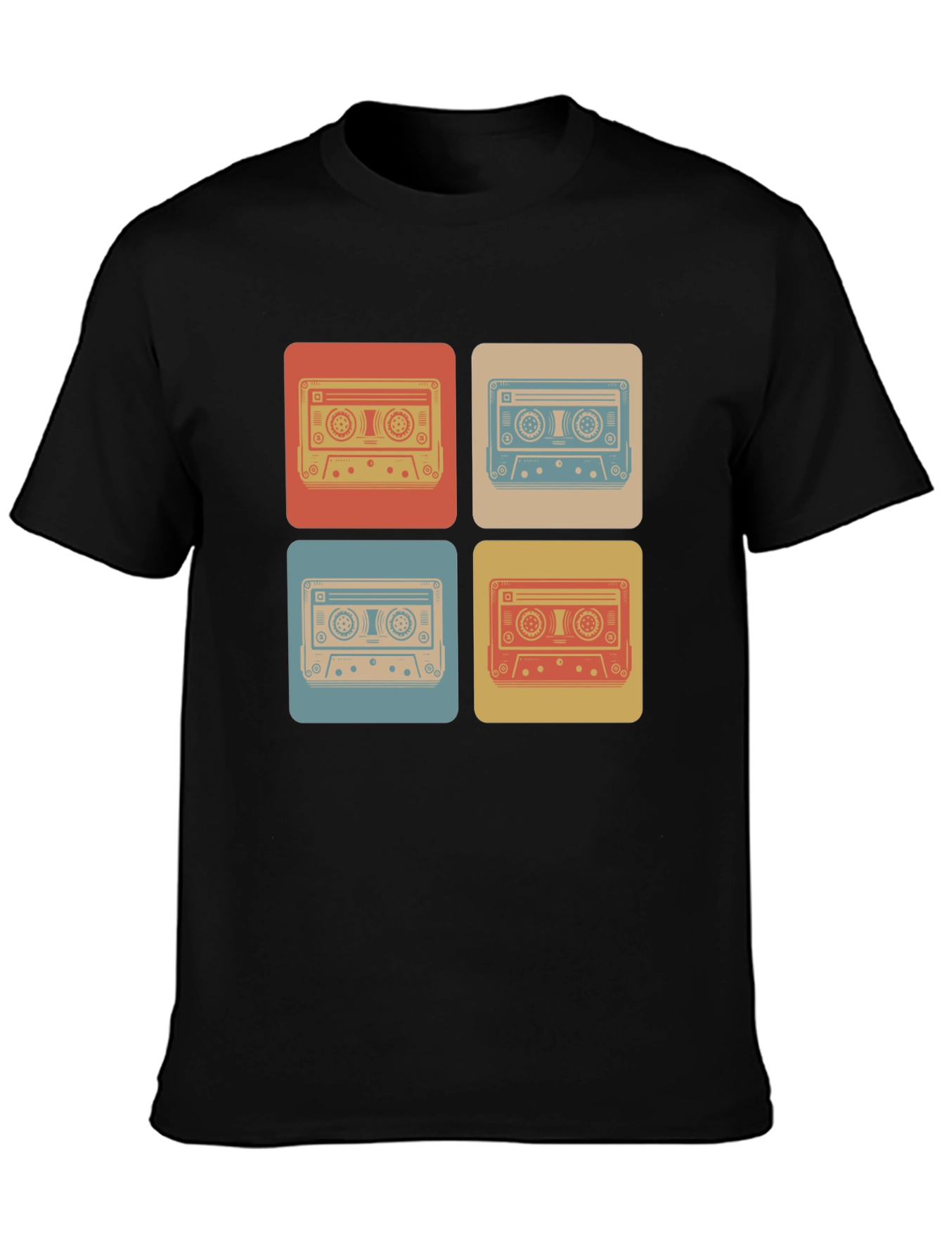 Black Retro Cassette Tape T-Shirt - Vintage Music Lover Tee view 3