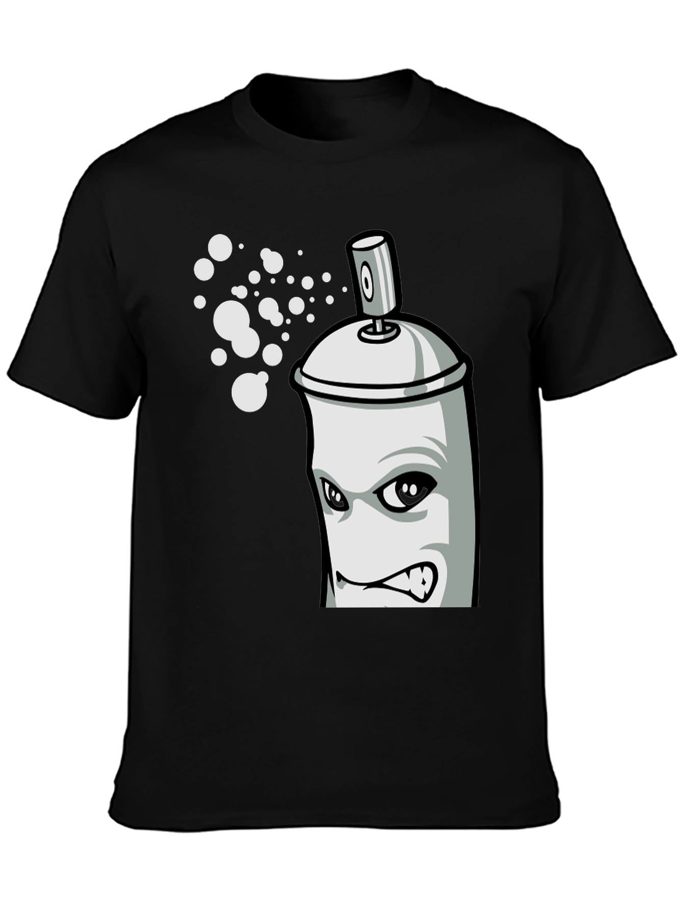 Black Cartoon Spray Paint Can Graphic Tee - Black view 3