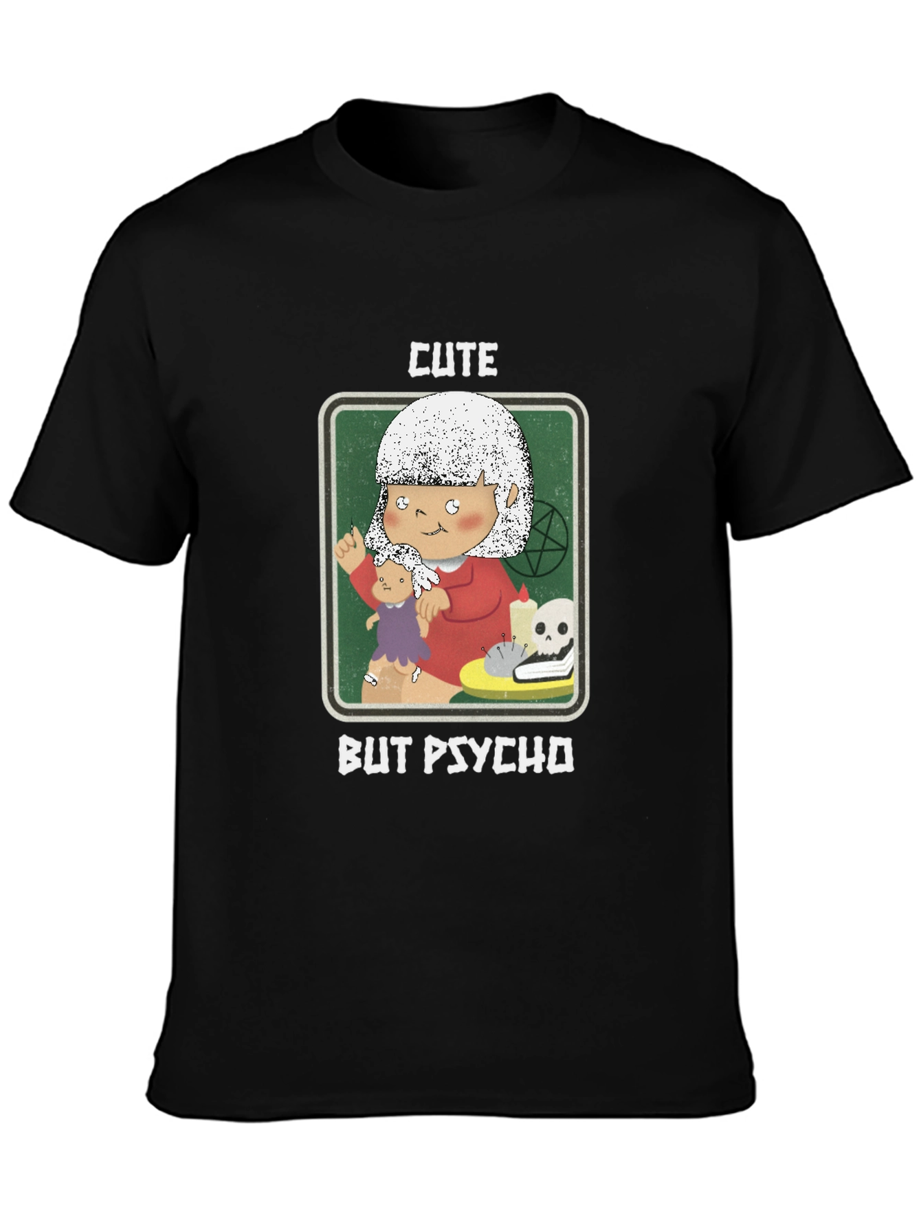 Black Cute But Psycho T-Shirt - Unique Graphic Tee view 3