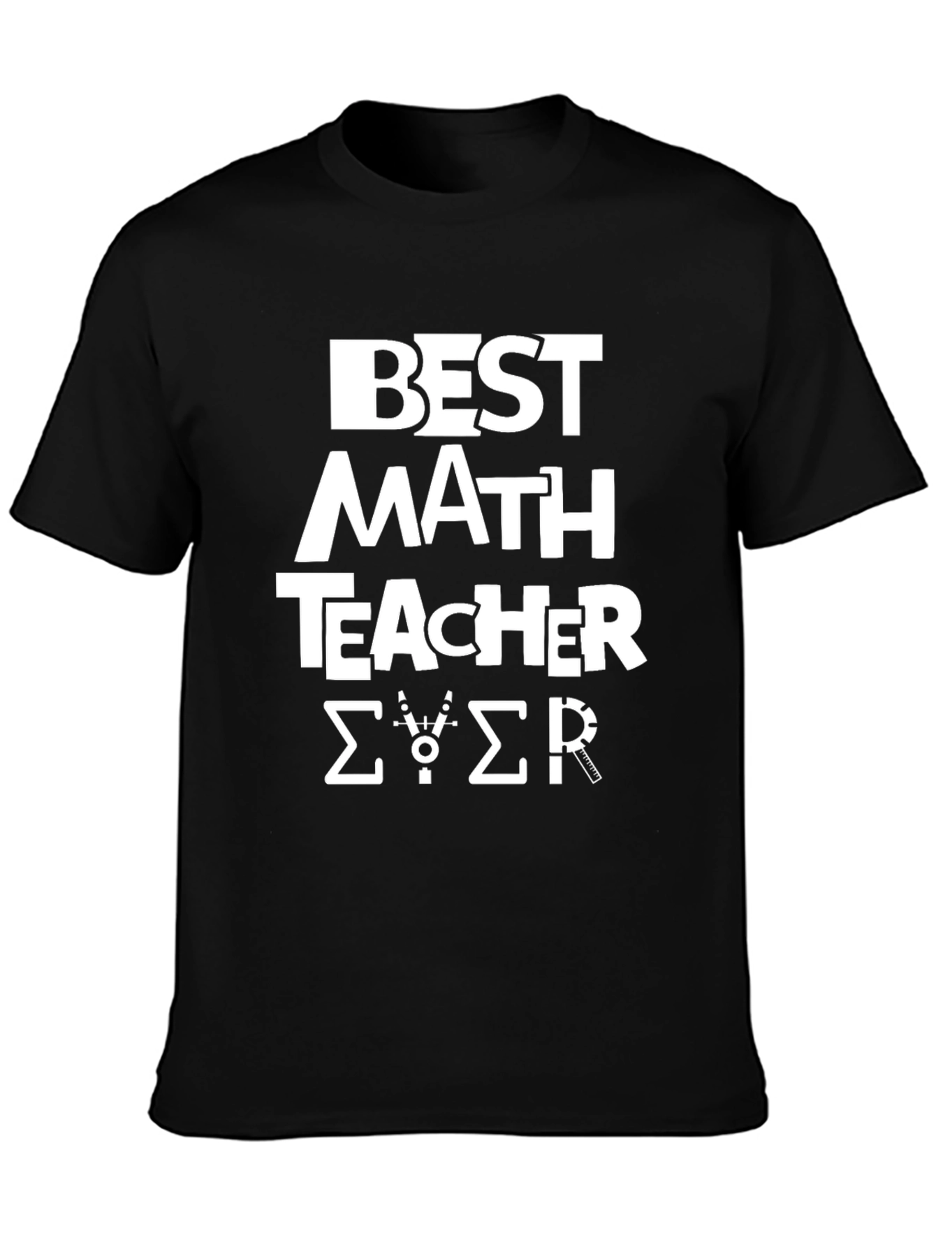 Black Best Math Teacher Ever Black T-Shirt view 3