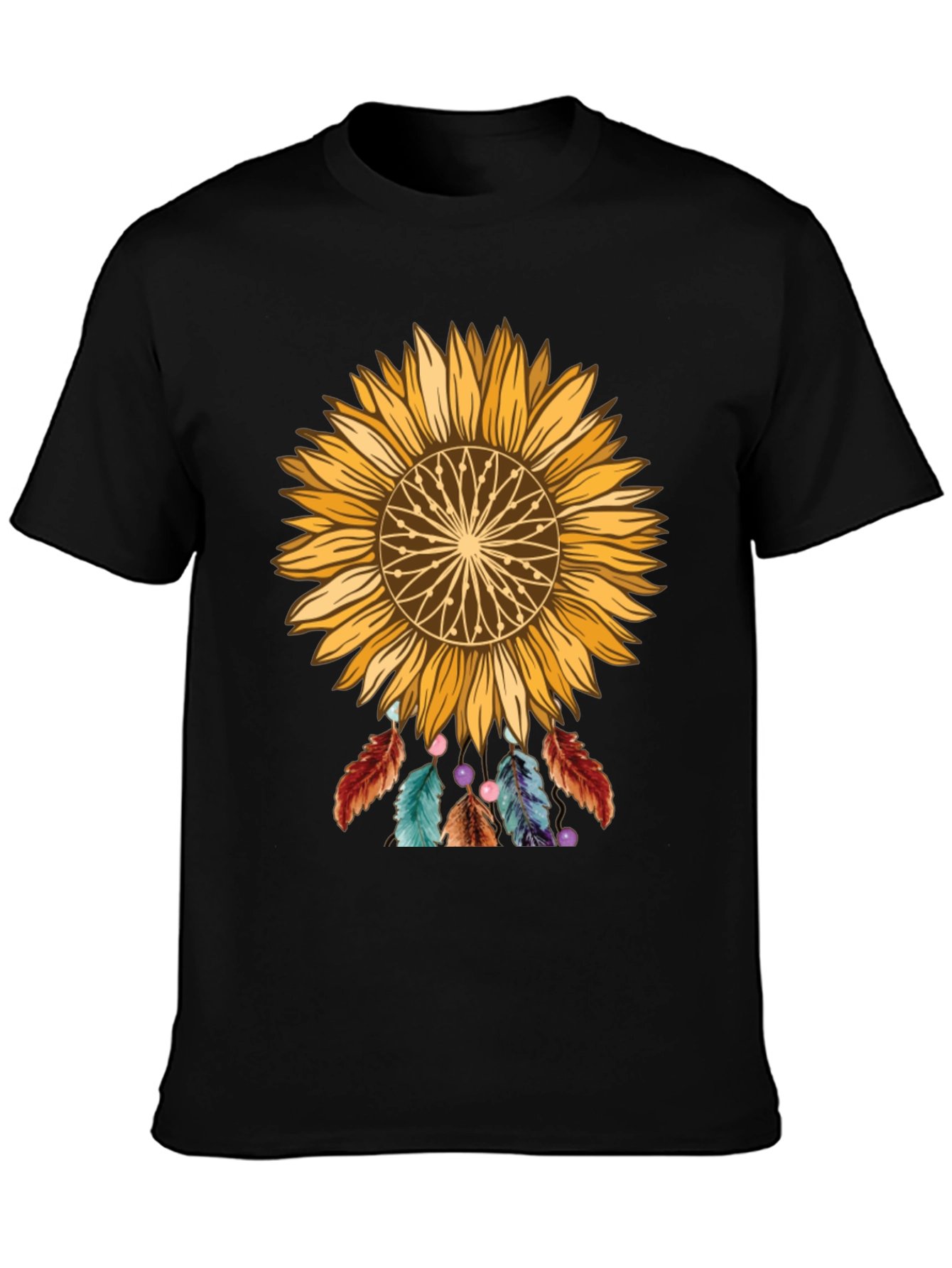 Black Sunflower Dreamcatcher Graphic Tee view 3