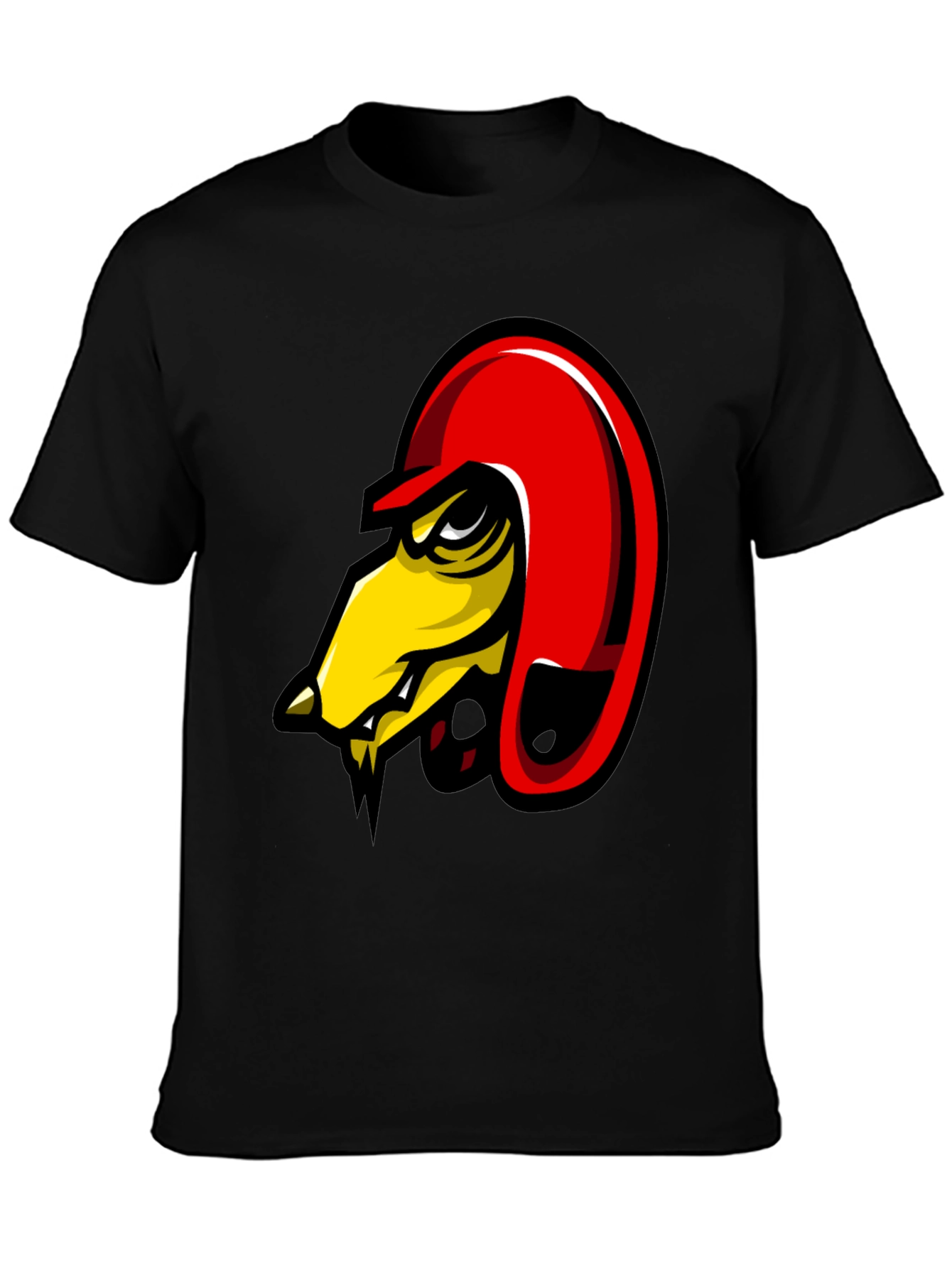 Black Men's Black Graphic Tee - Angry Bird Design view 3