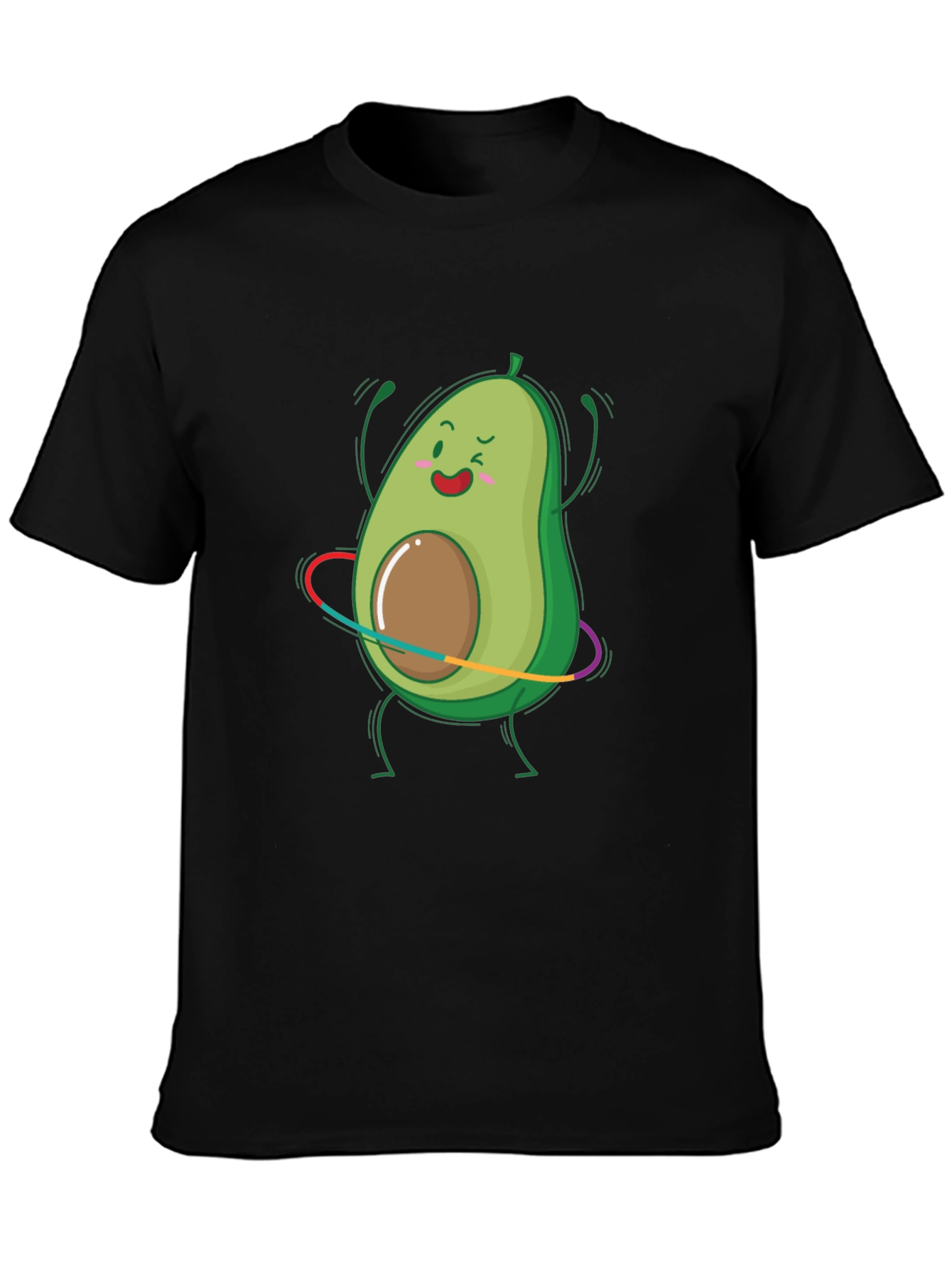 Black Avocado Hula Hoop Graphic Tee - Black Cotton T-Shirt view 3