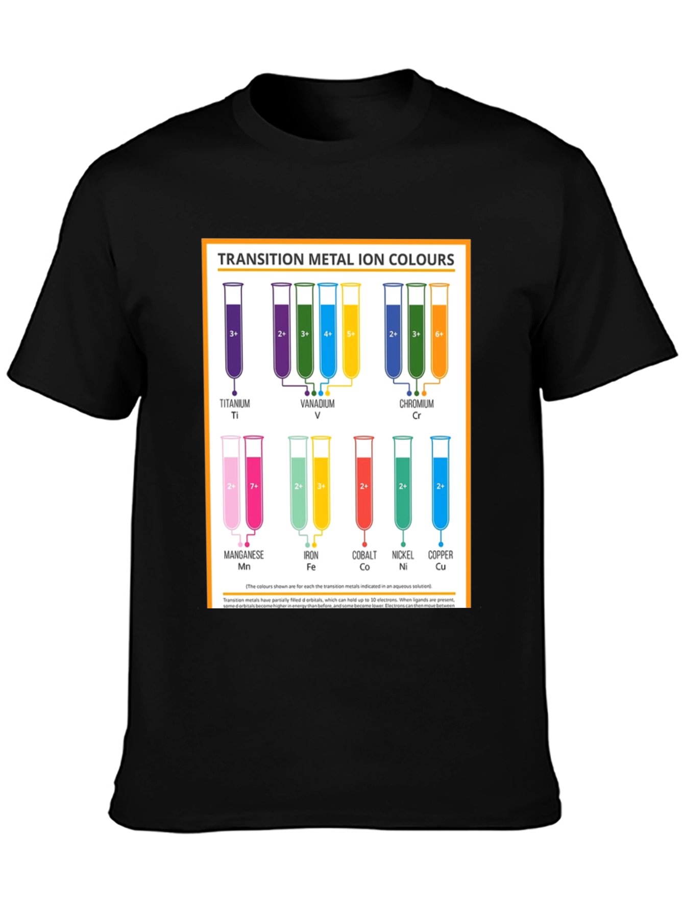 Black Transition Metal Ion Colours T-Shirt view 3