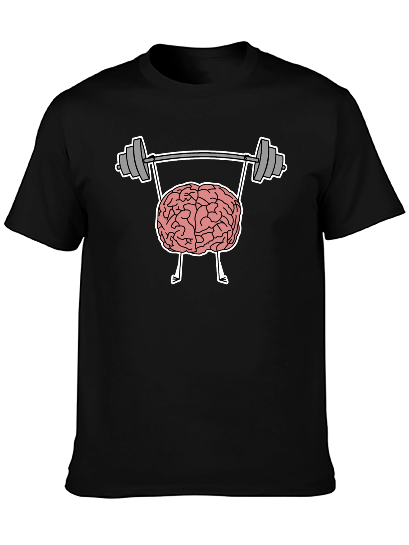 Black Brain Lifting Weights Graphic Tee - Black Cotton T-Shirt view 3